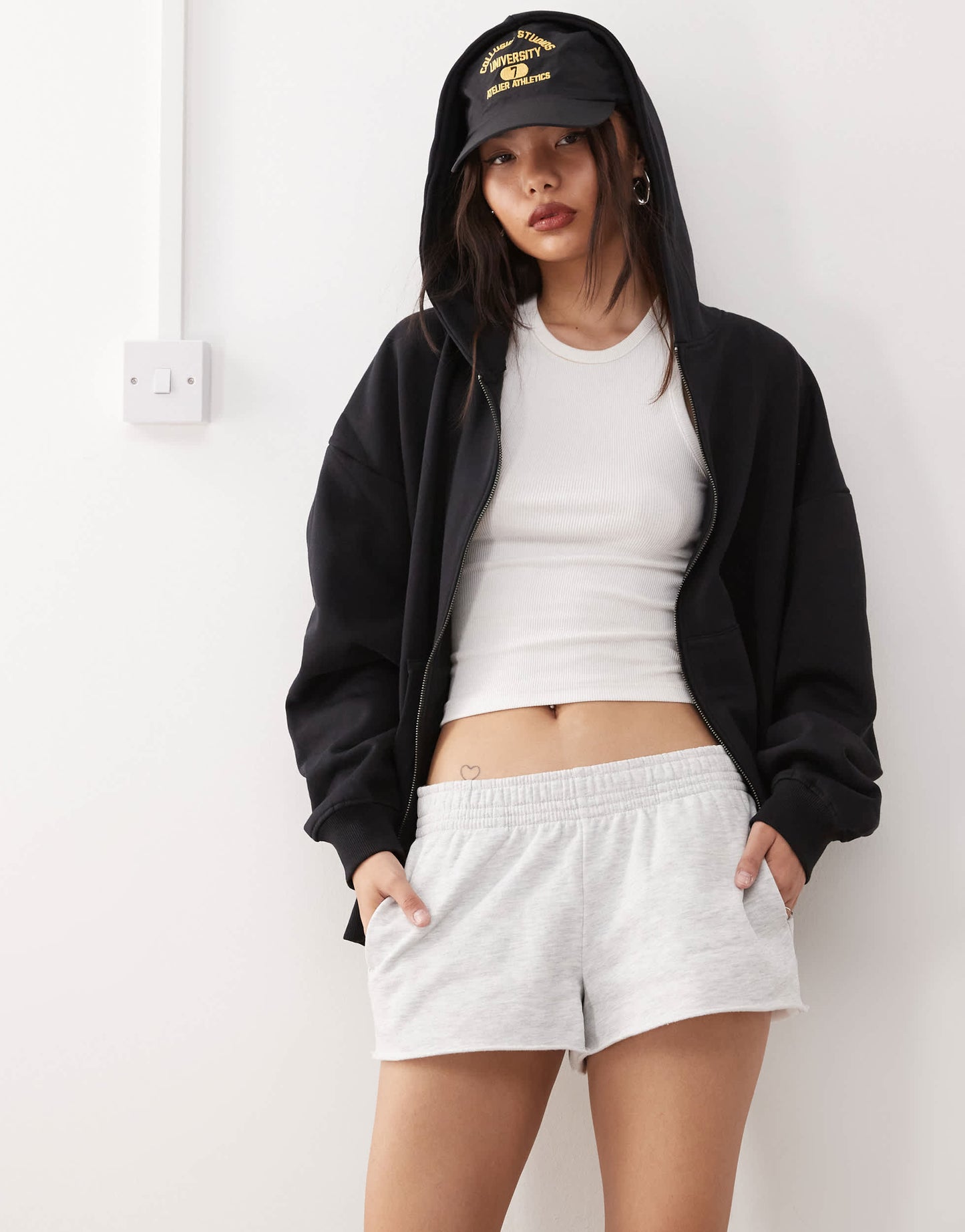 COLLUSION jogger micro short in grey marl