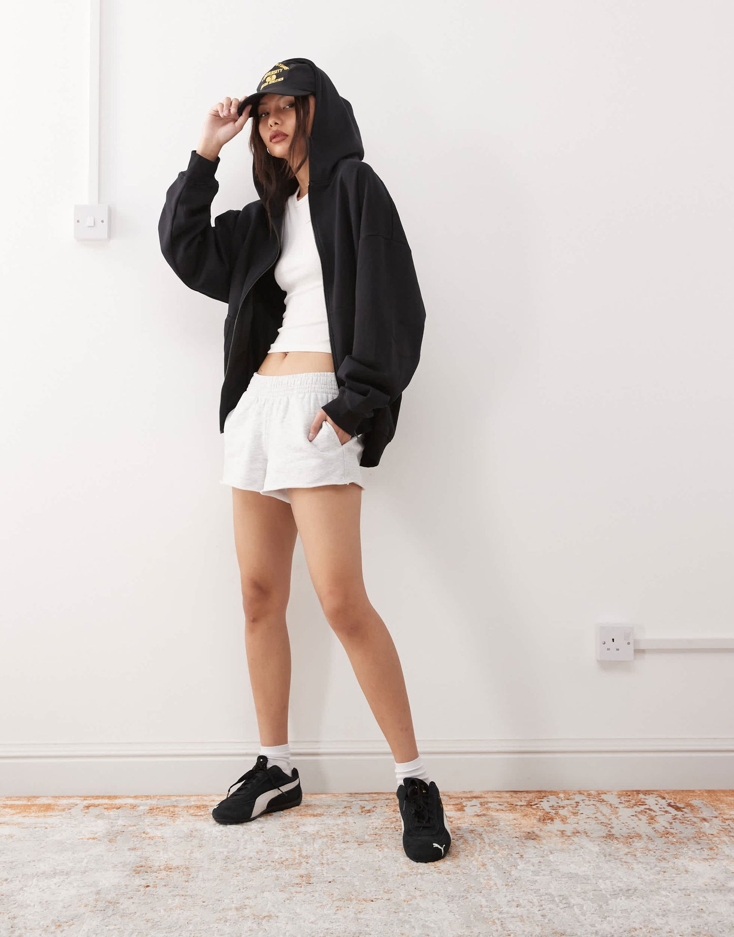 COLLUSION jogger micro short in grey marl