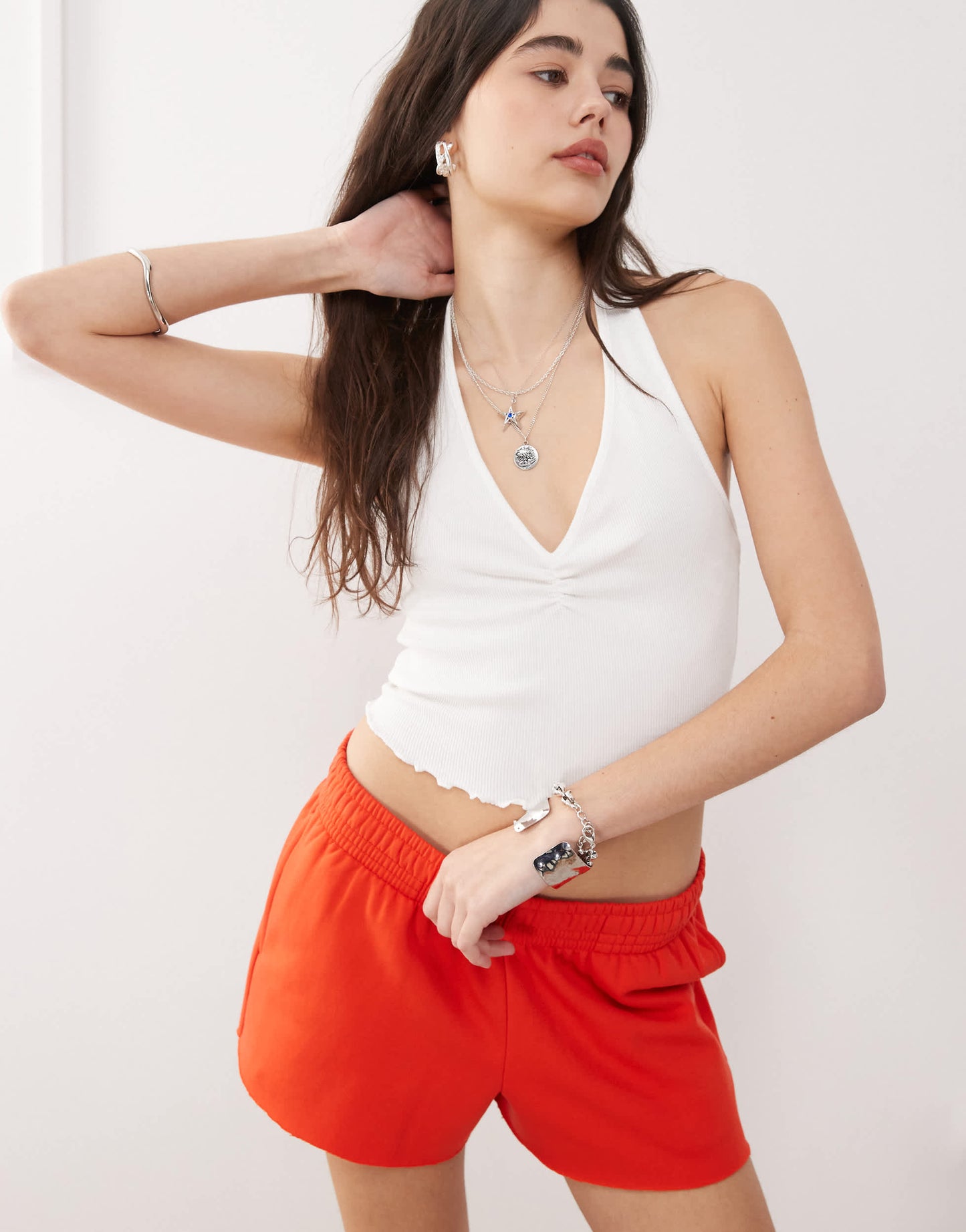 COLLUSION jogger micro short in red