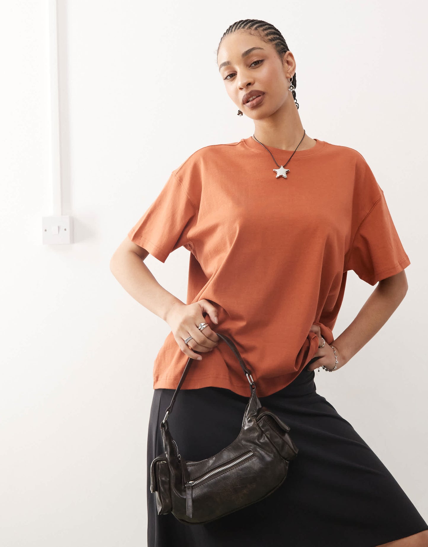 Weekday boxy fit oversized t-shirt in rust