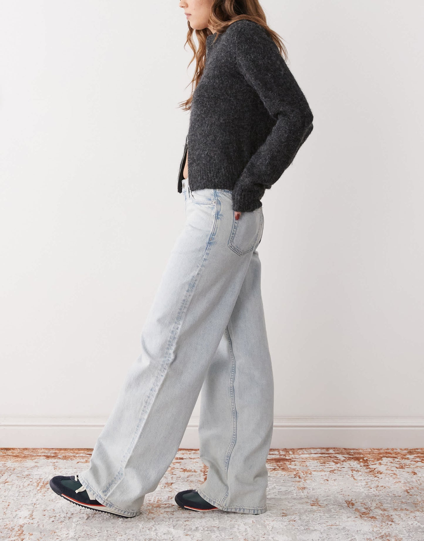 Weekday Ample low waist baggy fit jeans in light blue