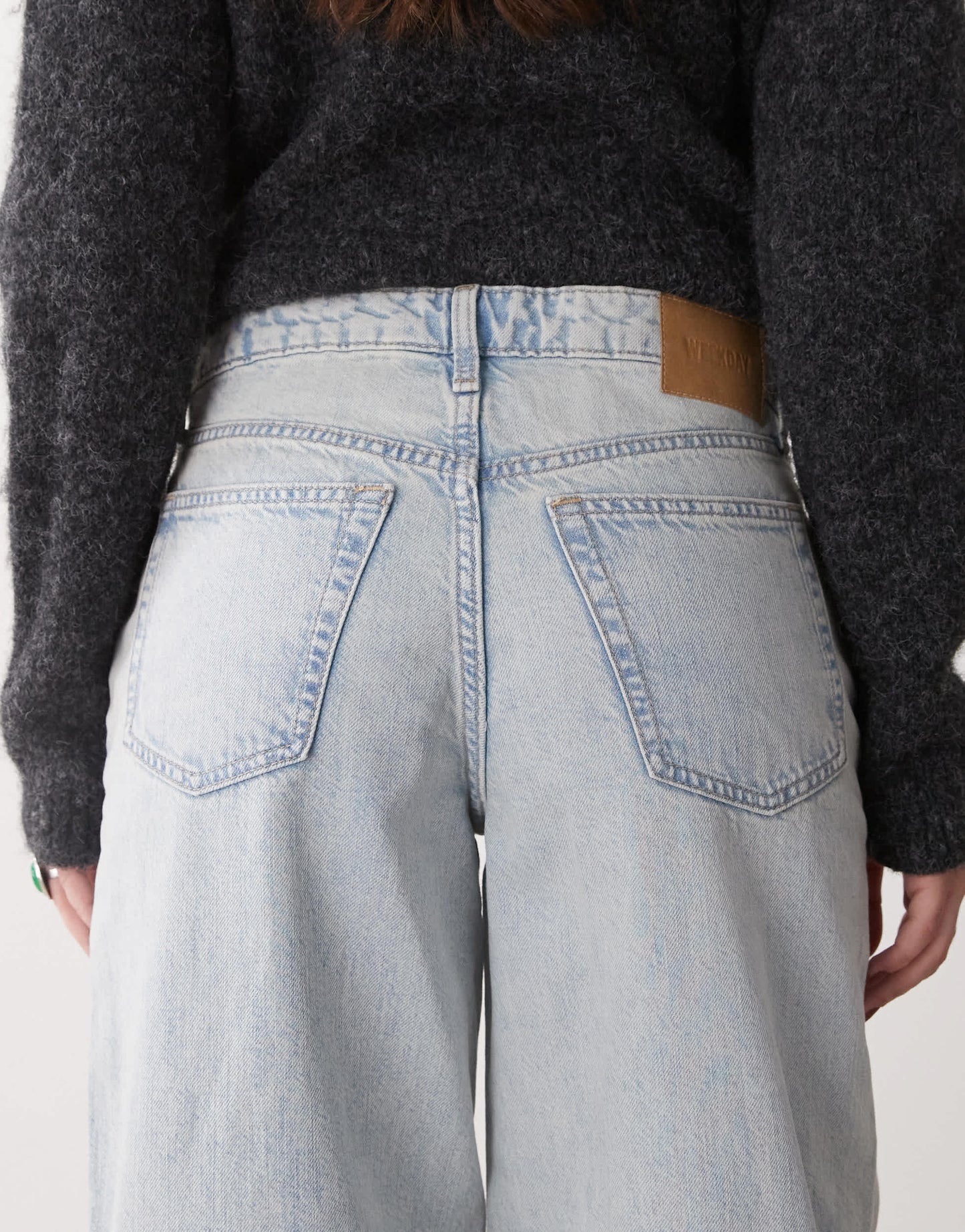 Weekday Ample low waist baggy fit jeans in light blue