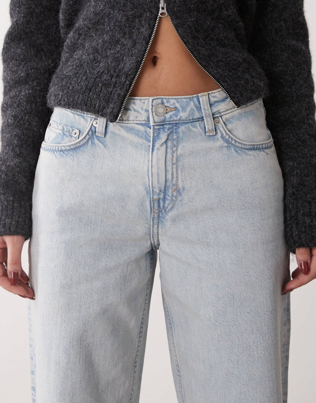 Weekday Ample low waist baggy fit jeans in light blue