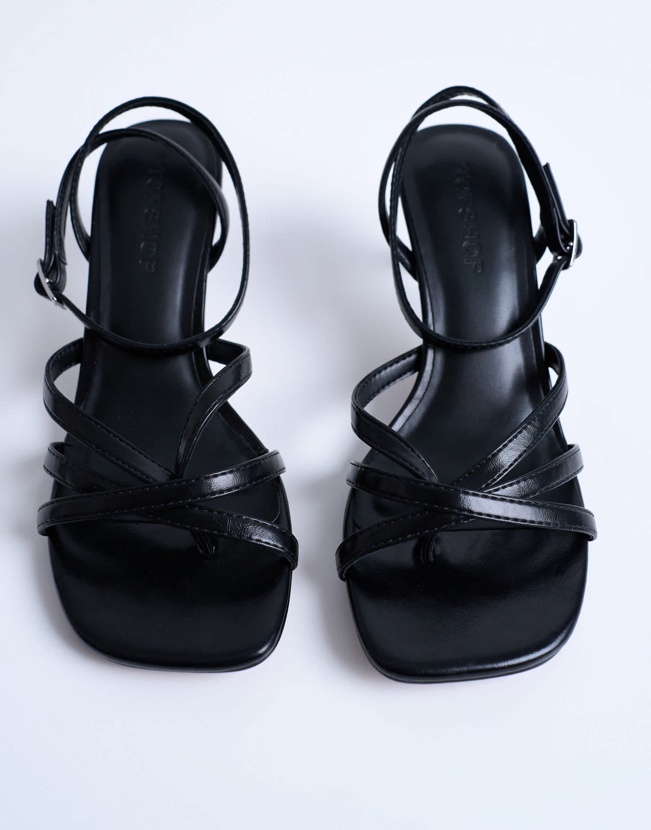 Topshop Iris slanted heel sandal in black