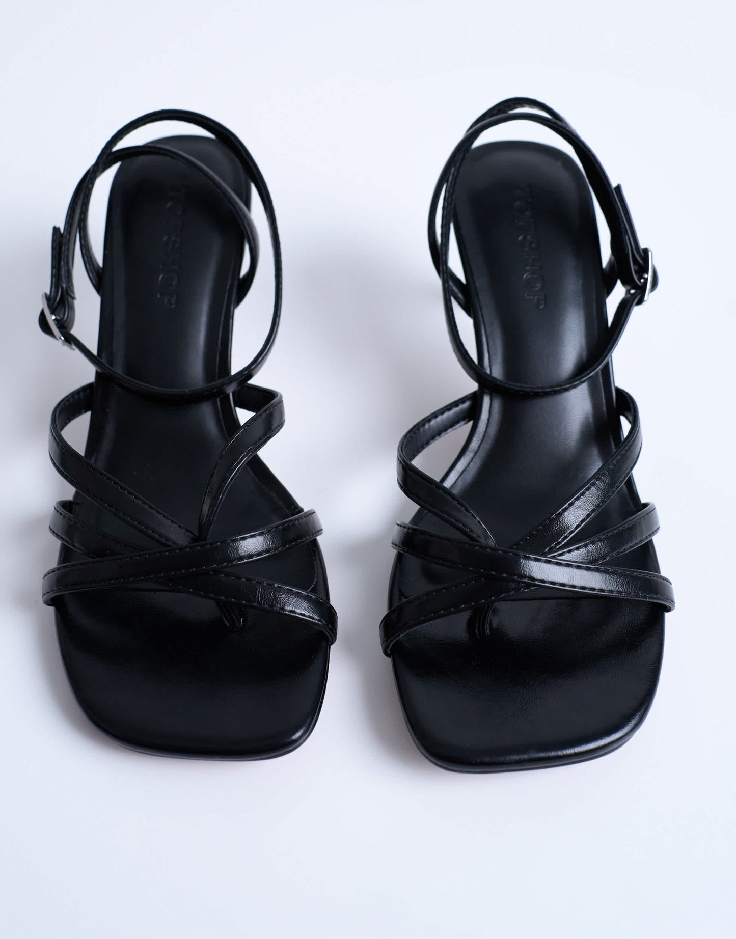 Topshop Iris slanted heel sandal in black
