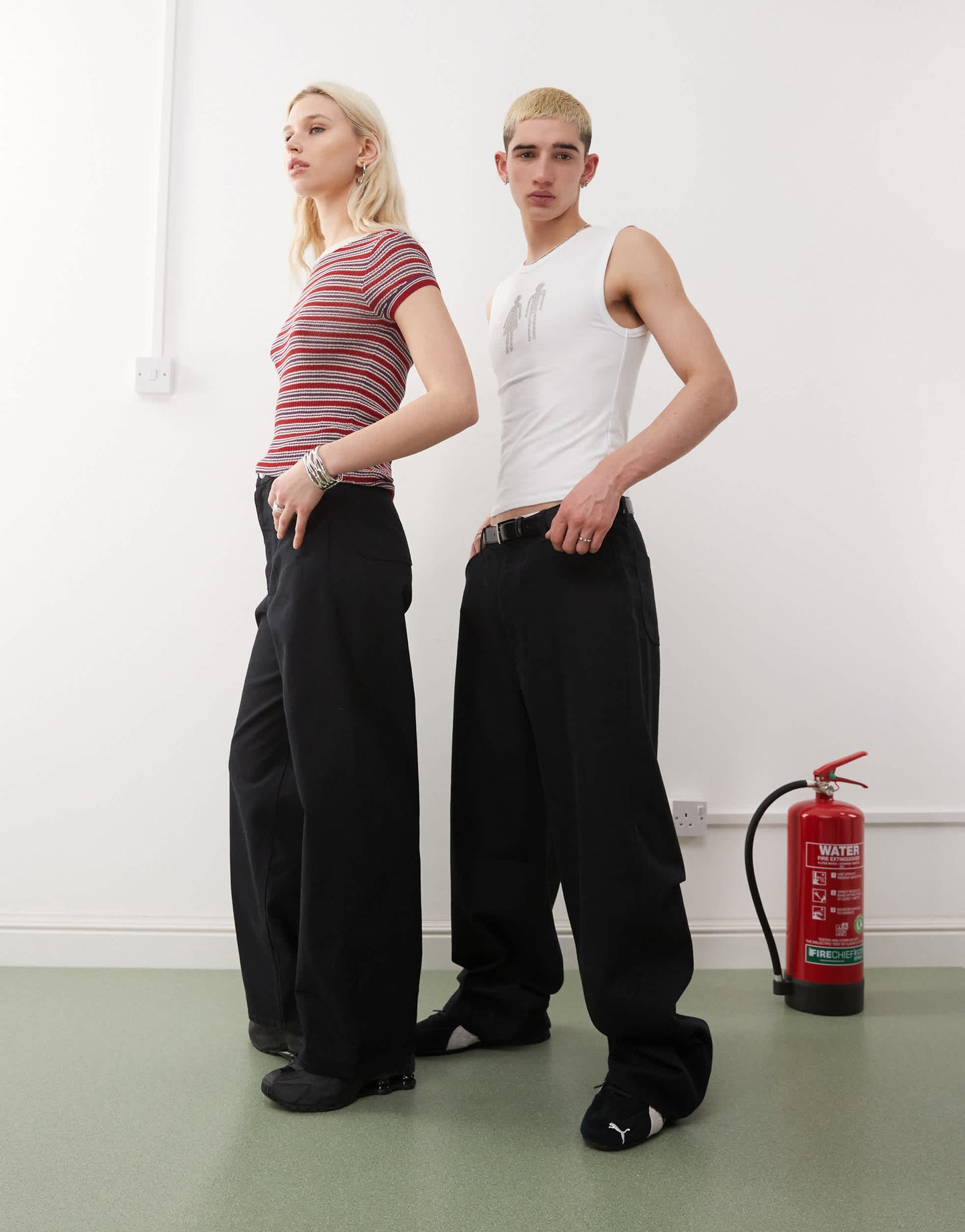 Weekday Astro Unisex linen blend trousers in black