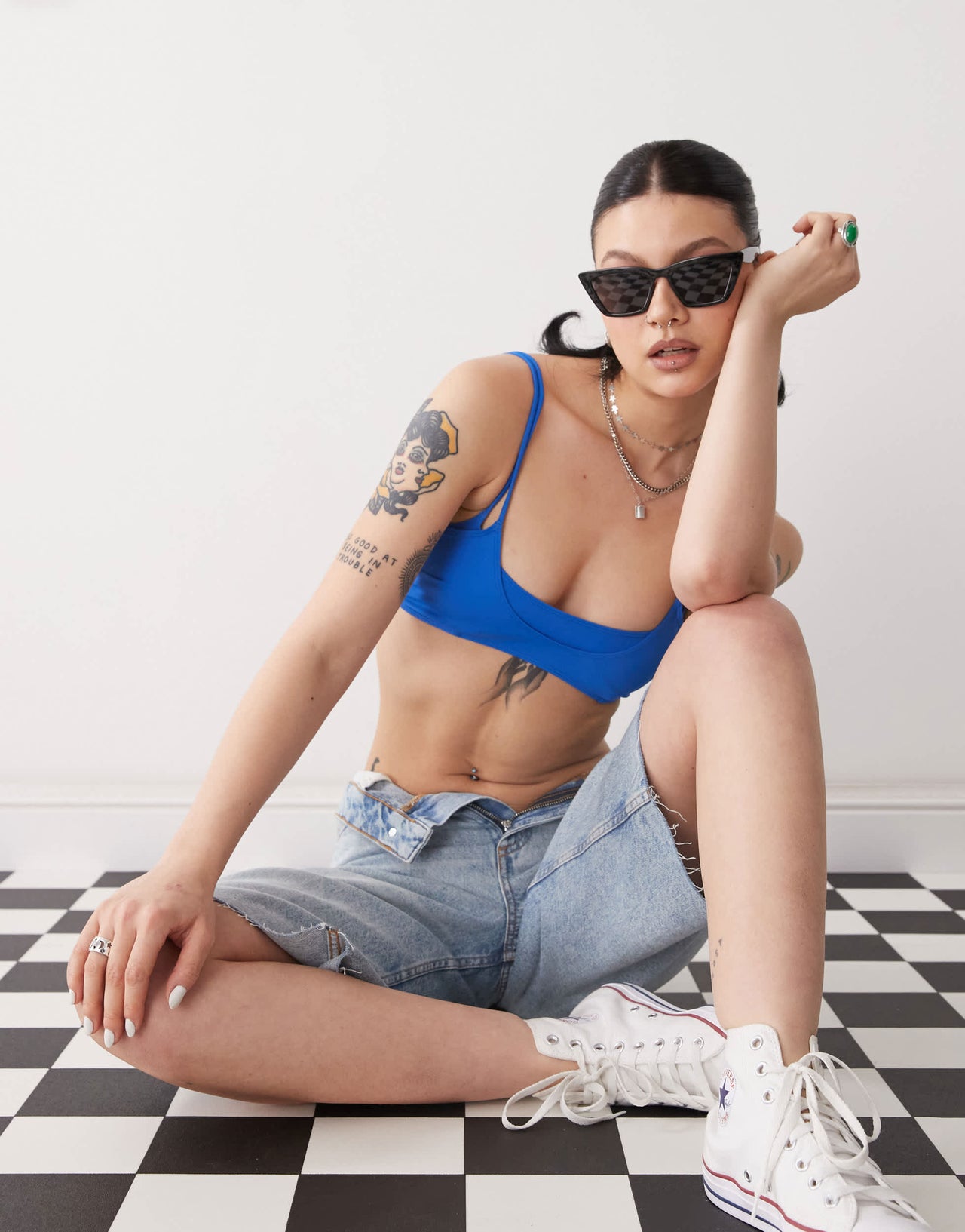 Weekday layered bikini top in blue