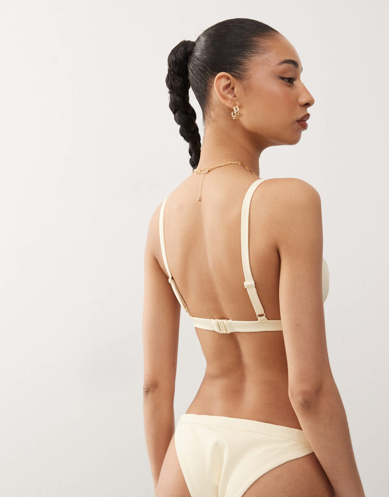 Weekday ribbed triangle bikini top in buttermilk yellow