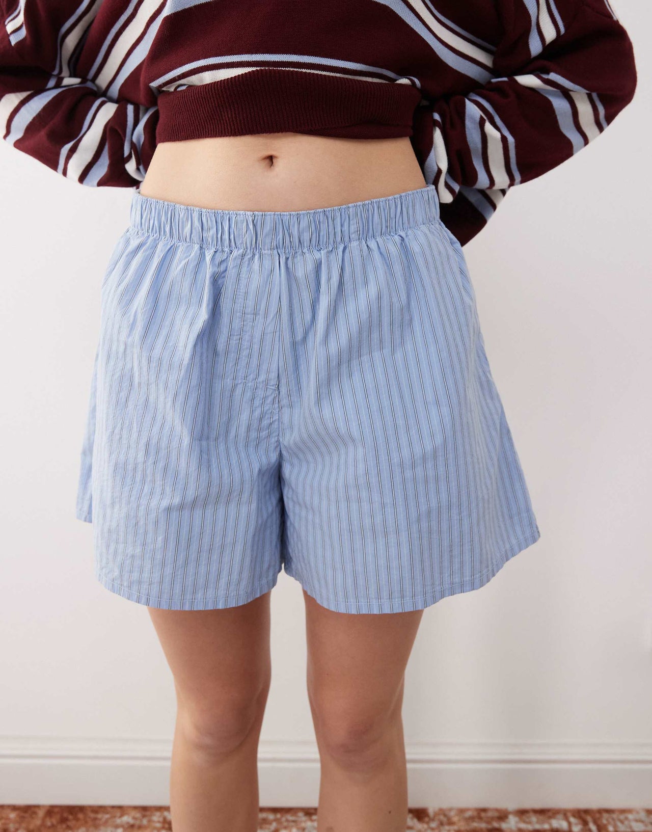 Weekday relaxed fit shorts in blue stripe