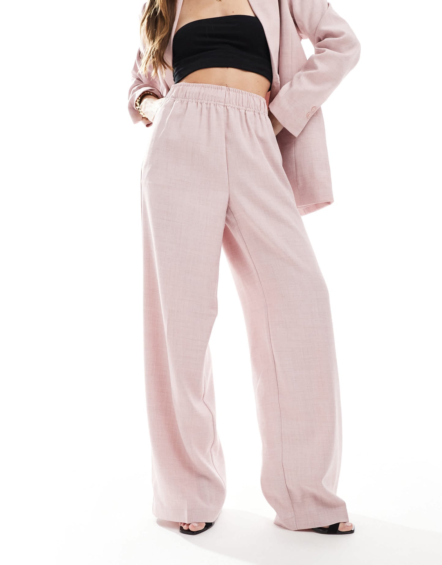 Vero Moda pull on trouser co-ord in rose pink
