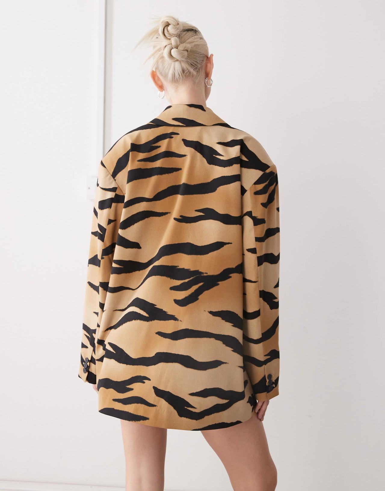 Monki oversized blazer in tiger print