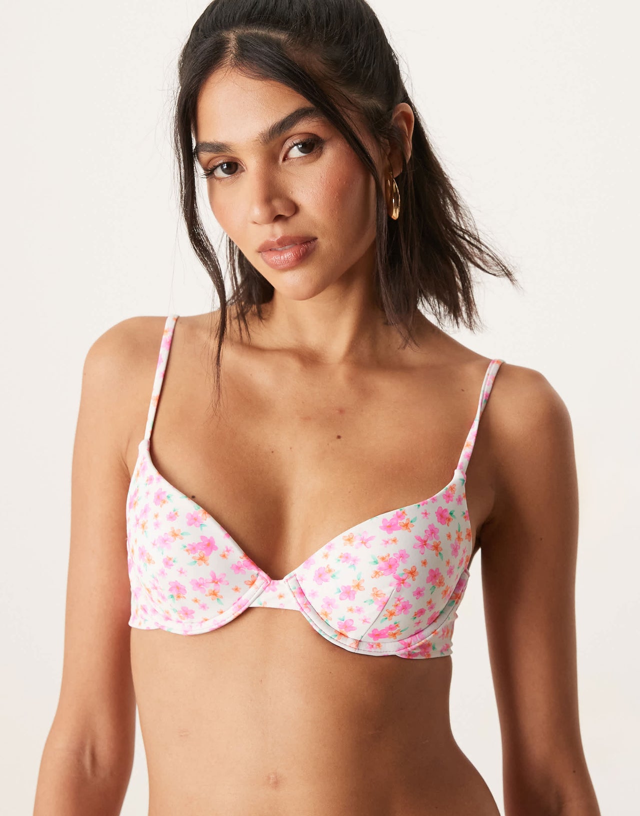 Kulani Kinis flamingo flora underwire bikini top in light pink