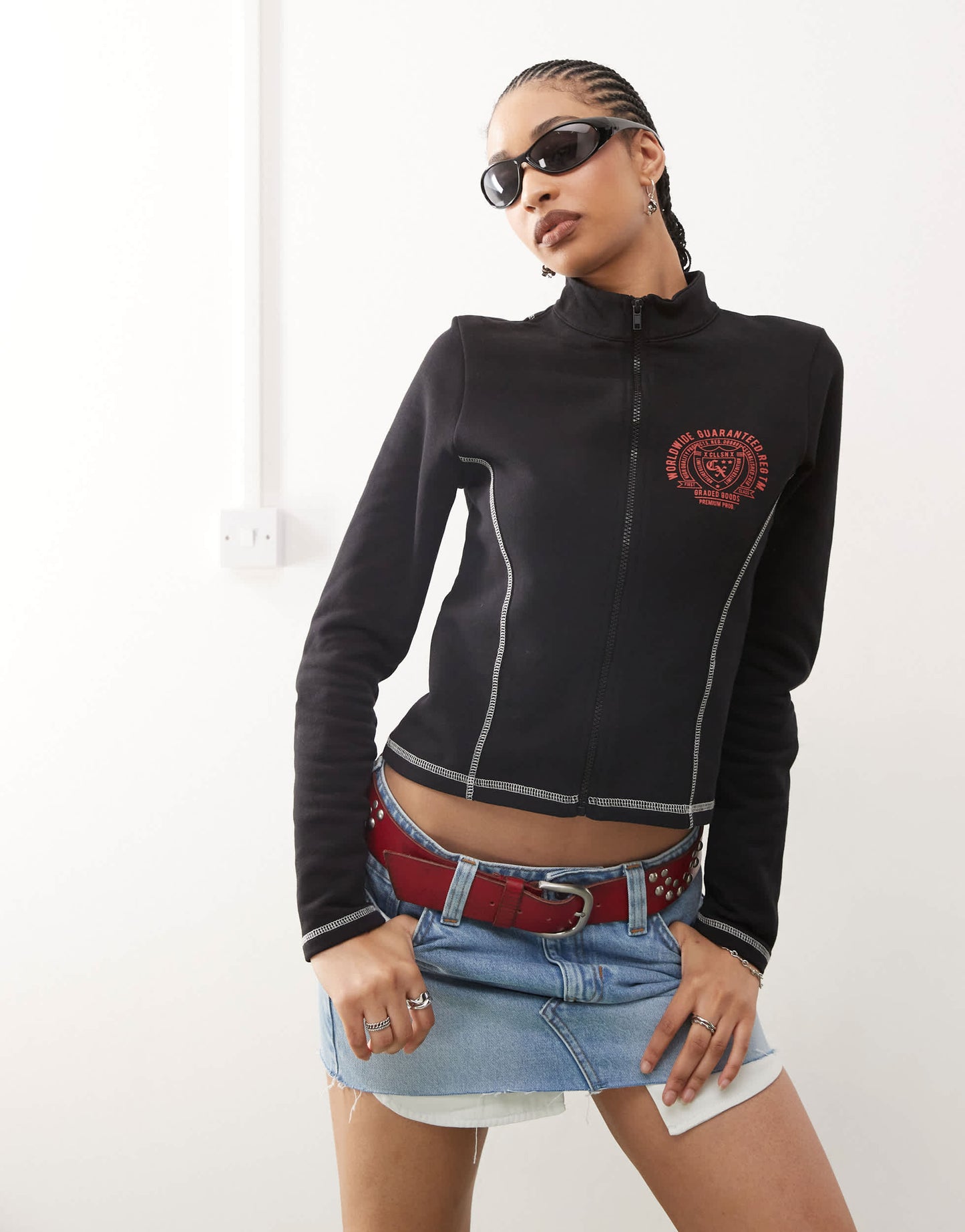 Monki low waist denim mini skirt in light blue wash