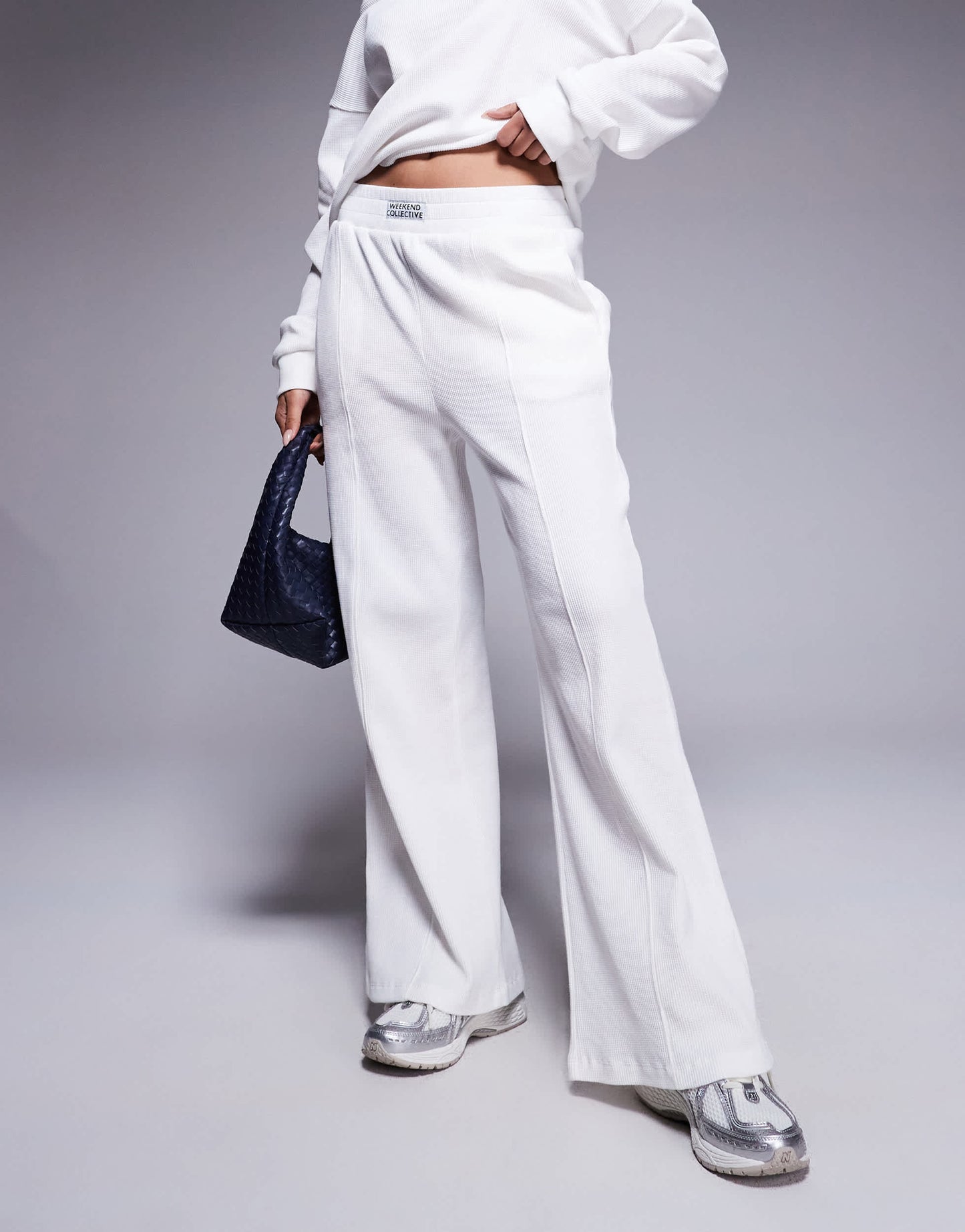 Weekend Collective waffle jogger co-ord in cream