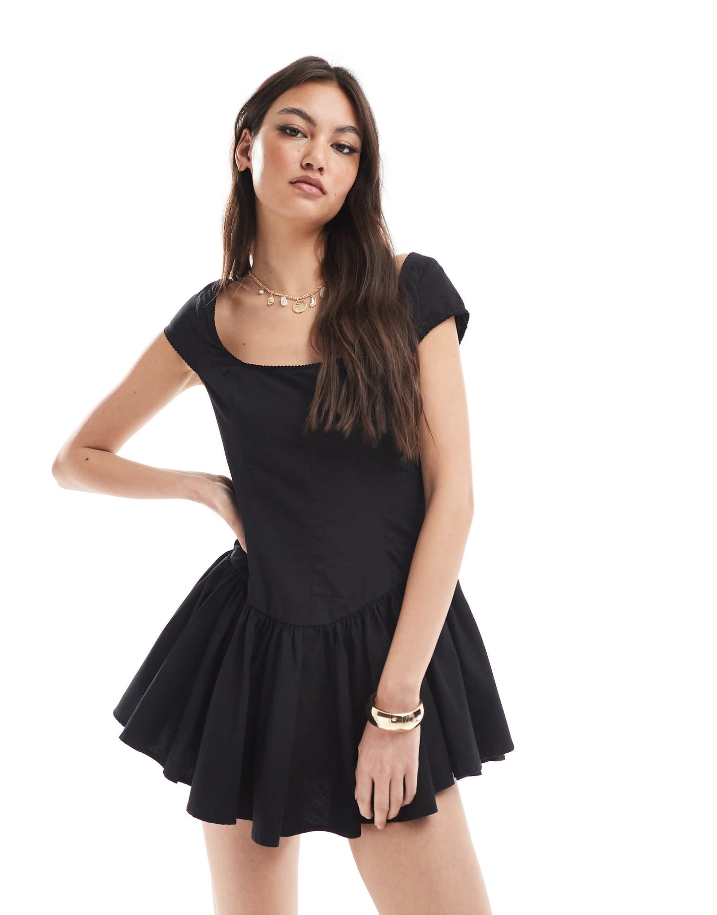 Monki corset mini dress in black
