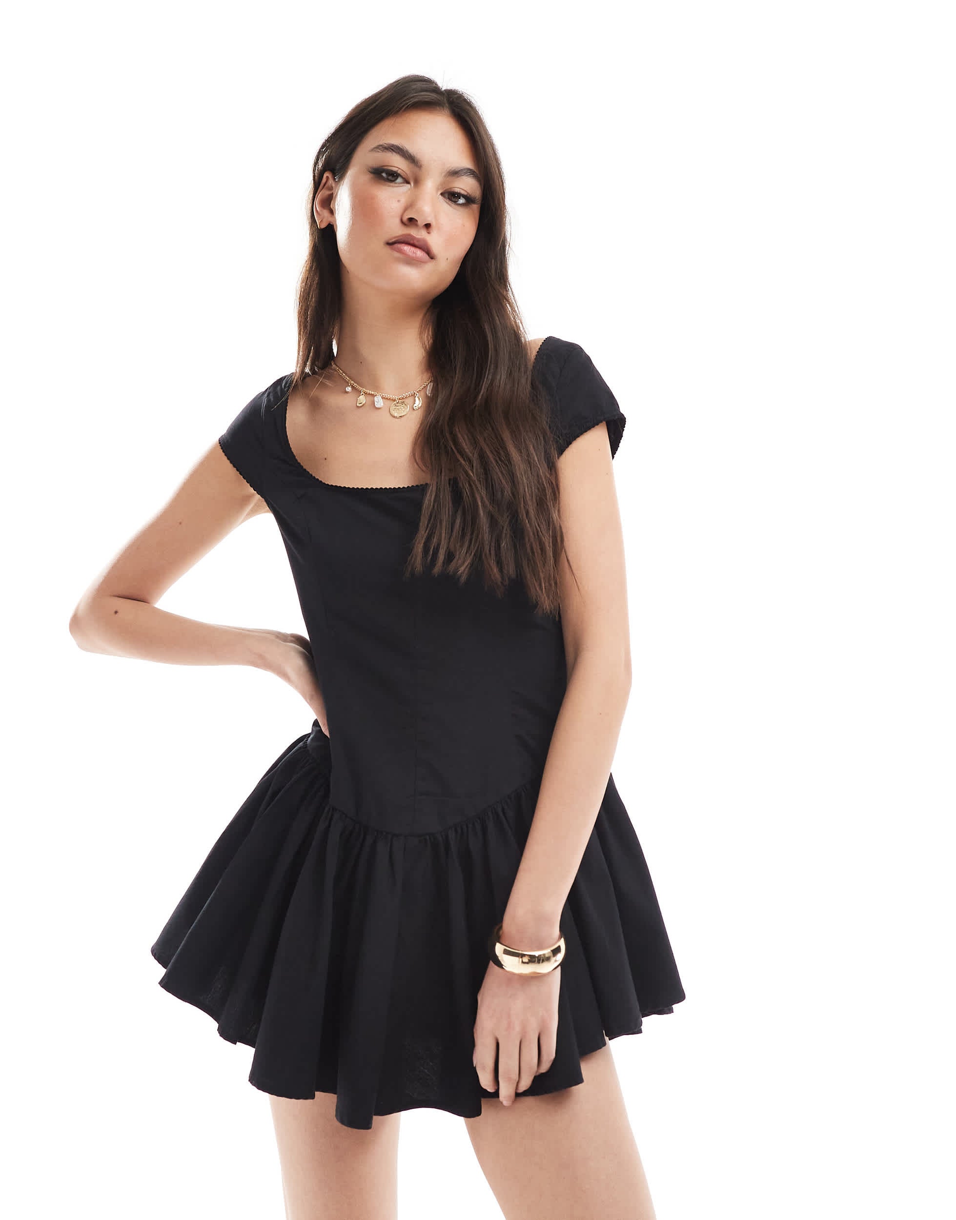 Monki corset mini dress in black