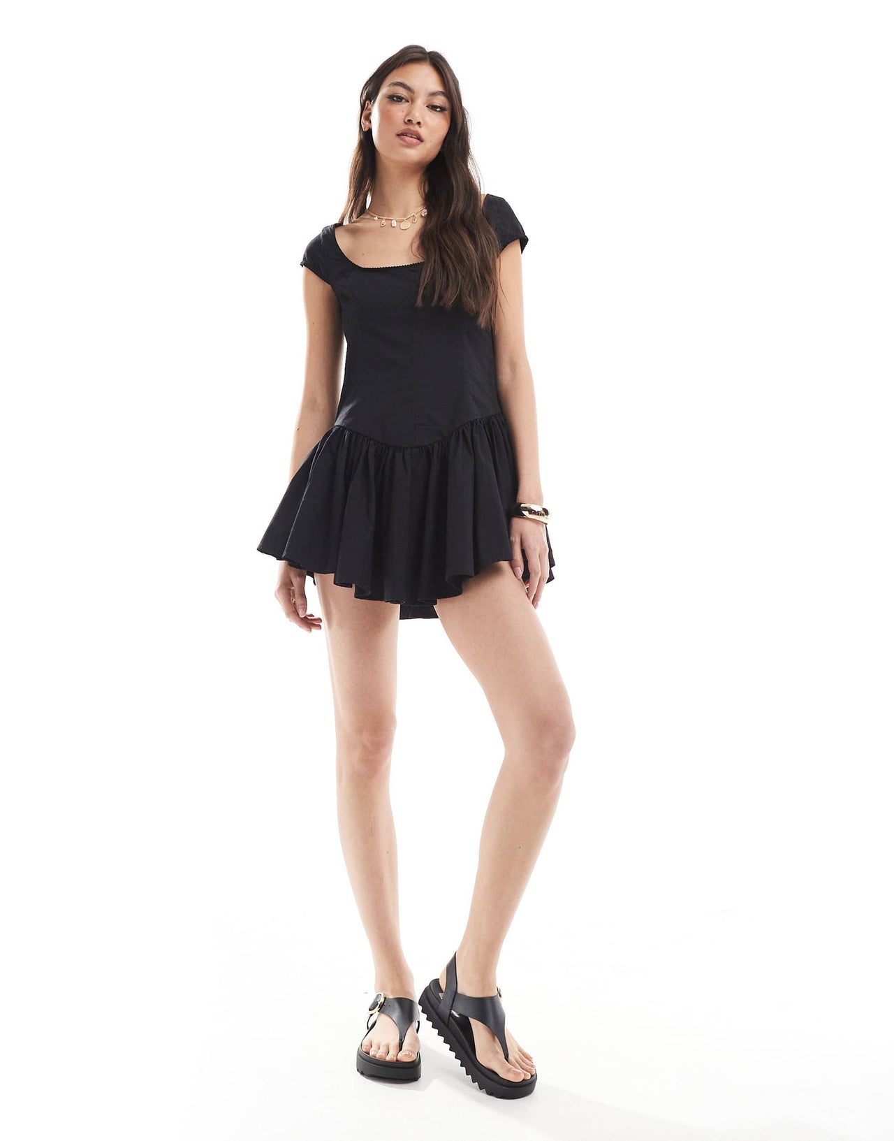 Monki corset mini dress in black