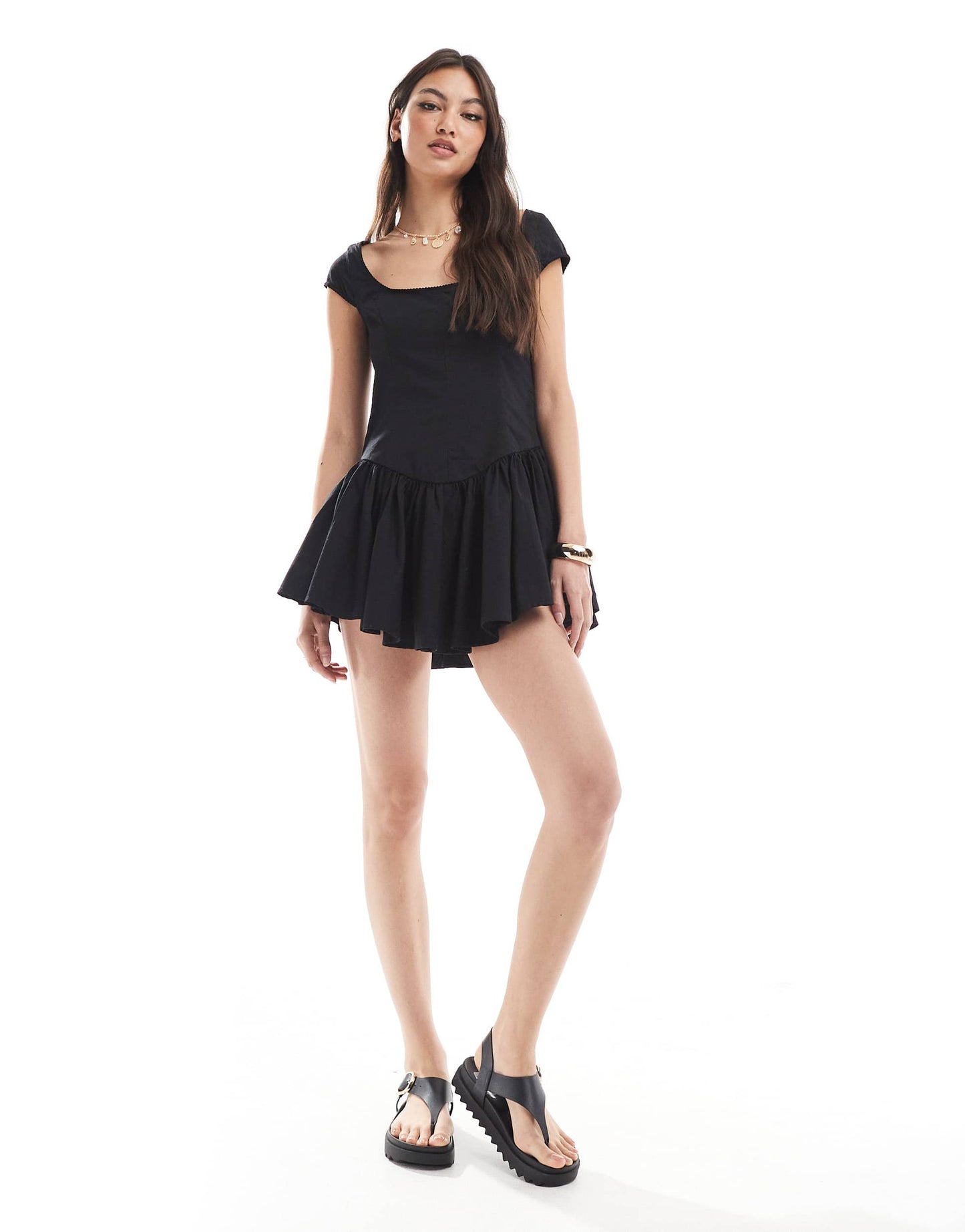 Monki corset mini dress in black