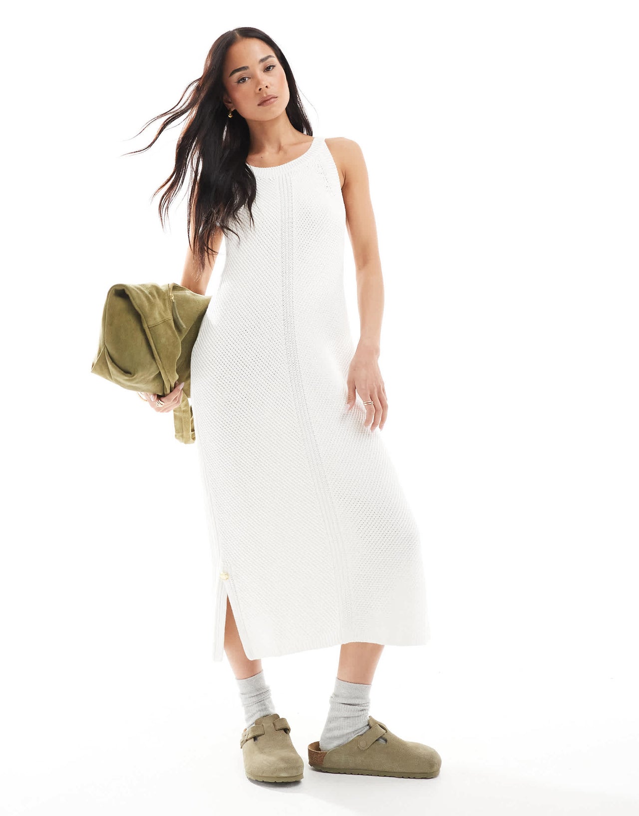 Barbour International Dakota knitted midi dress in neutral