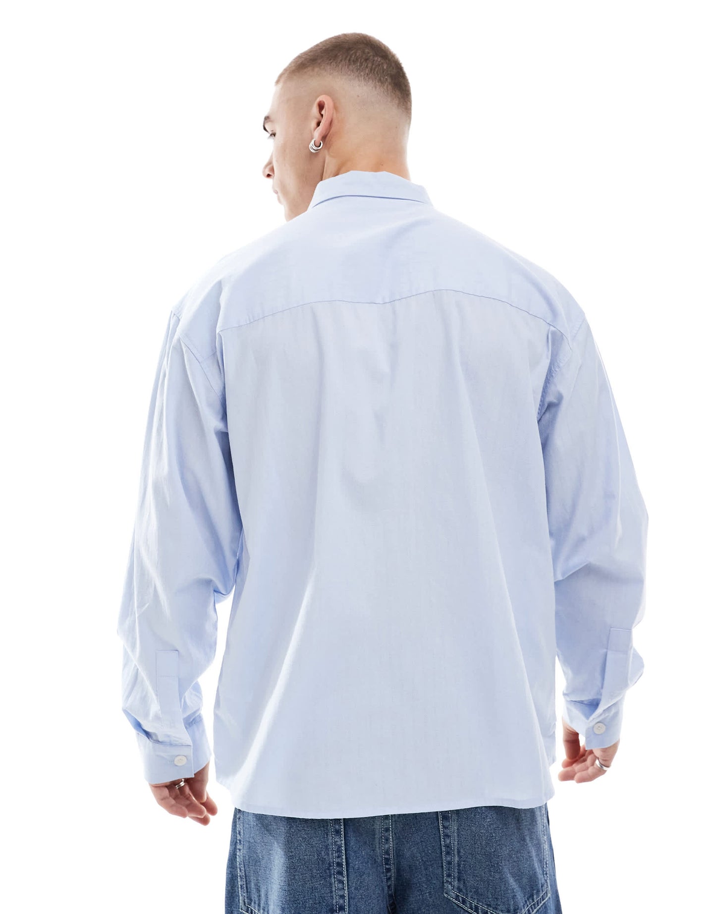 Cotton On long sleeve cotton poplin shirt in soft blue