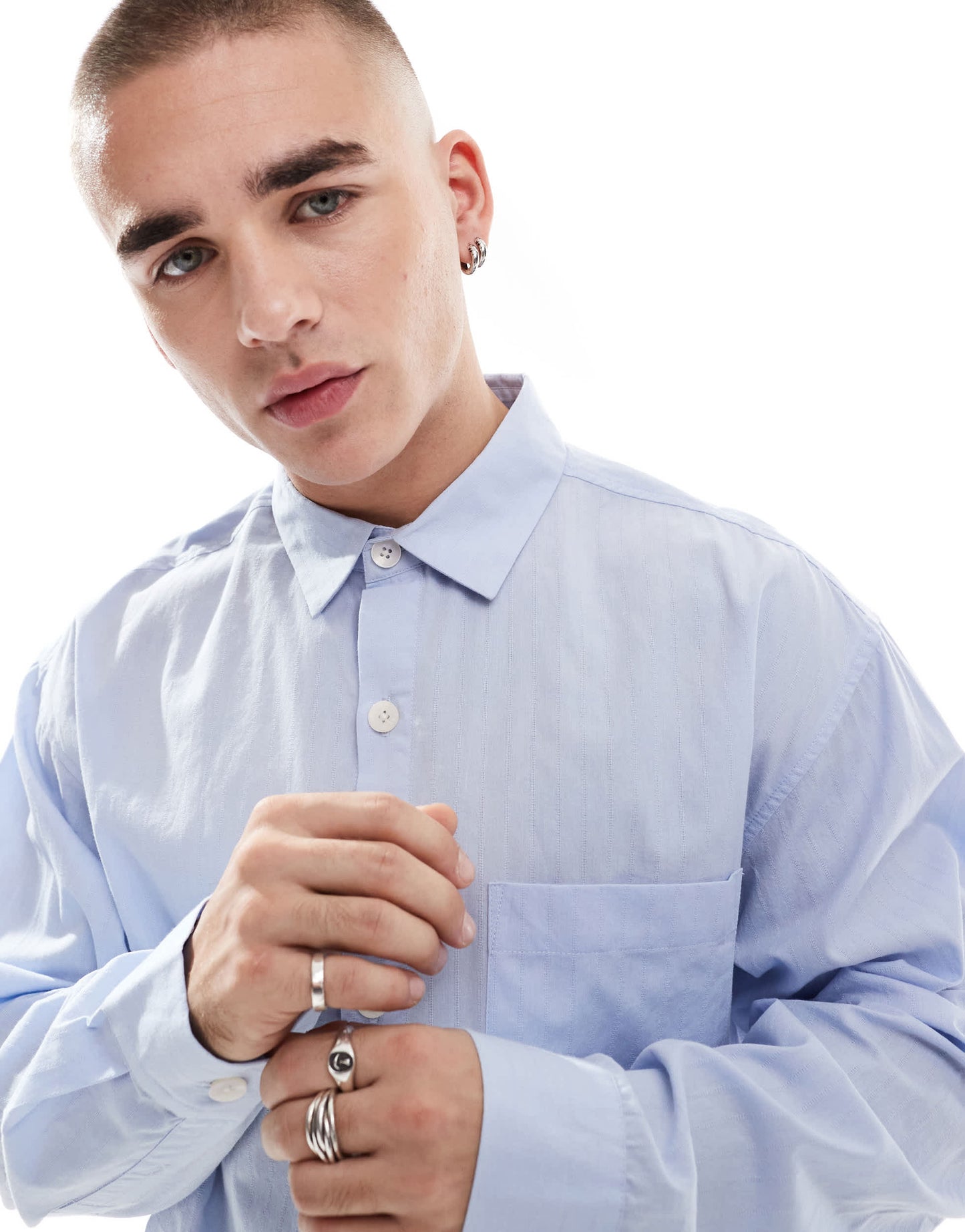 Cotton On long sleeve cotton poplin shirt in soft blue