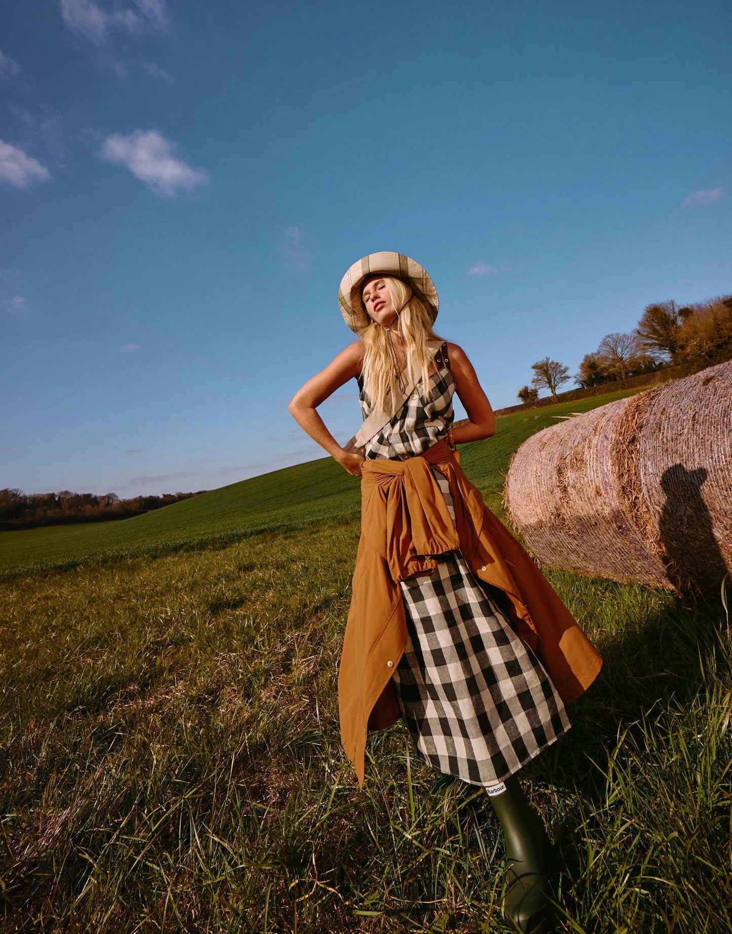 Barbour Maya midi dress in ecru/black