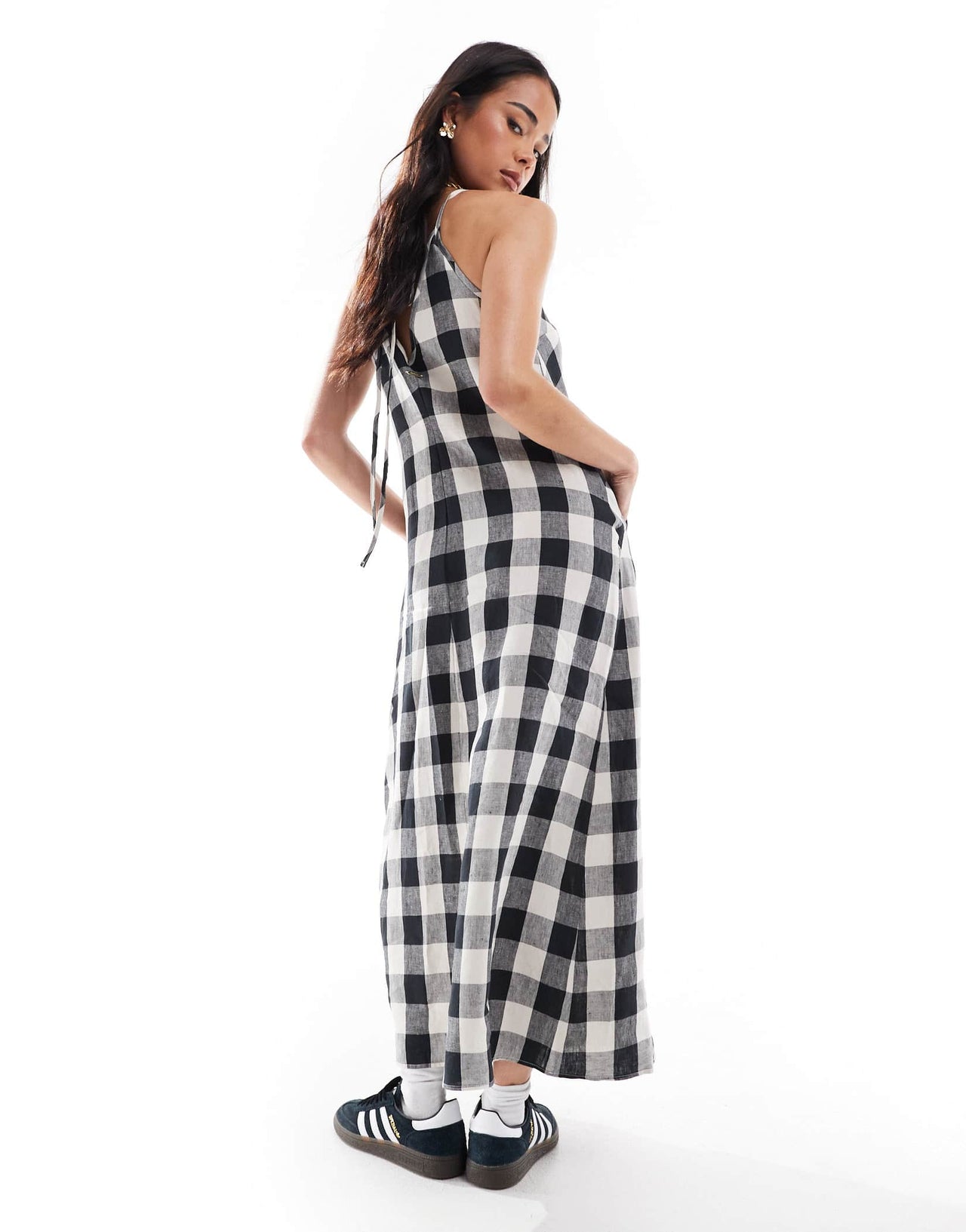 Barbour Maya midi dress in ecru/black
