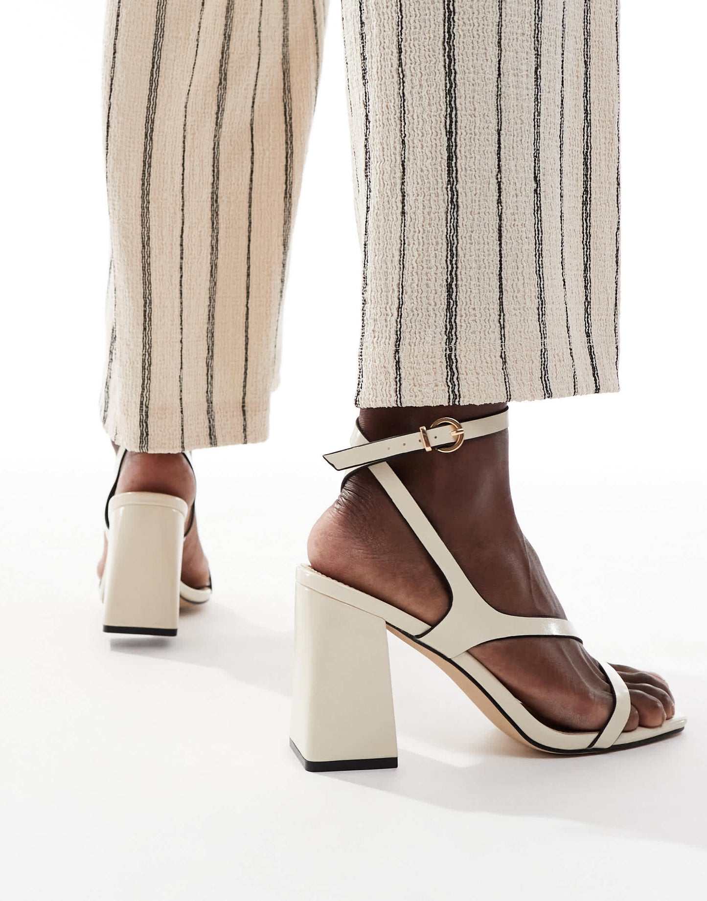 RAID Aubrey block heeled sandals in off white PU