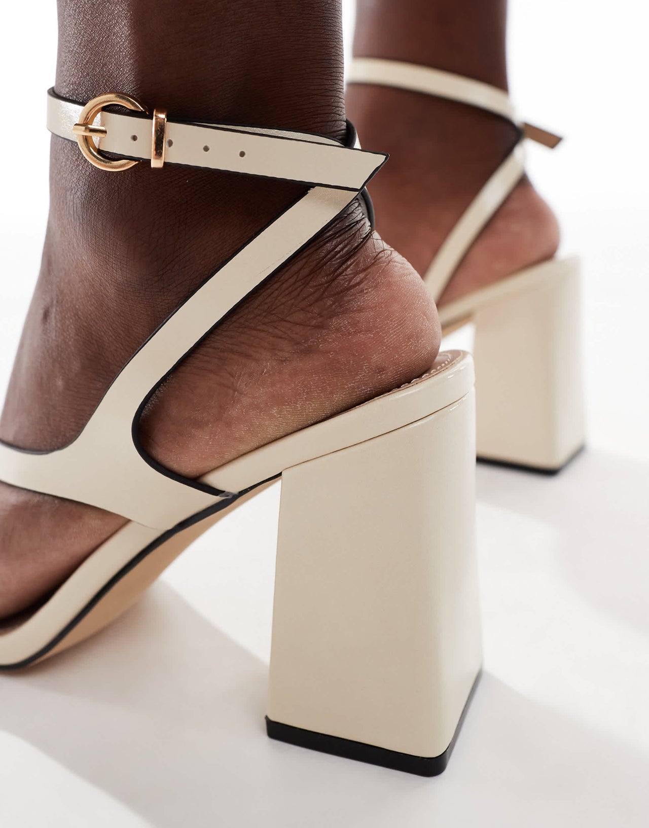 RAID Aubrey block heeled sandals in off white PU