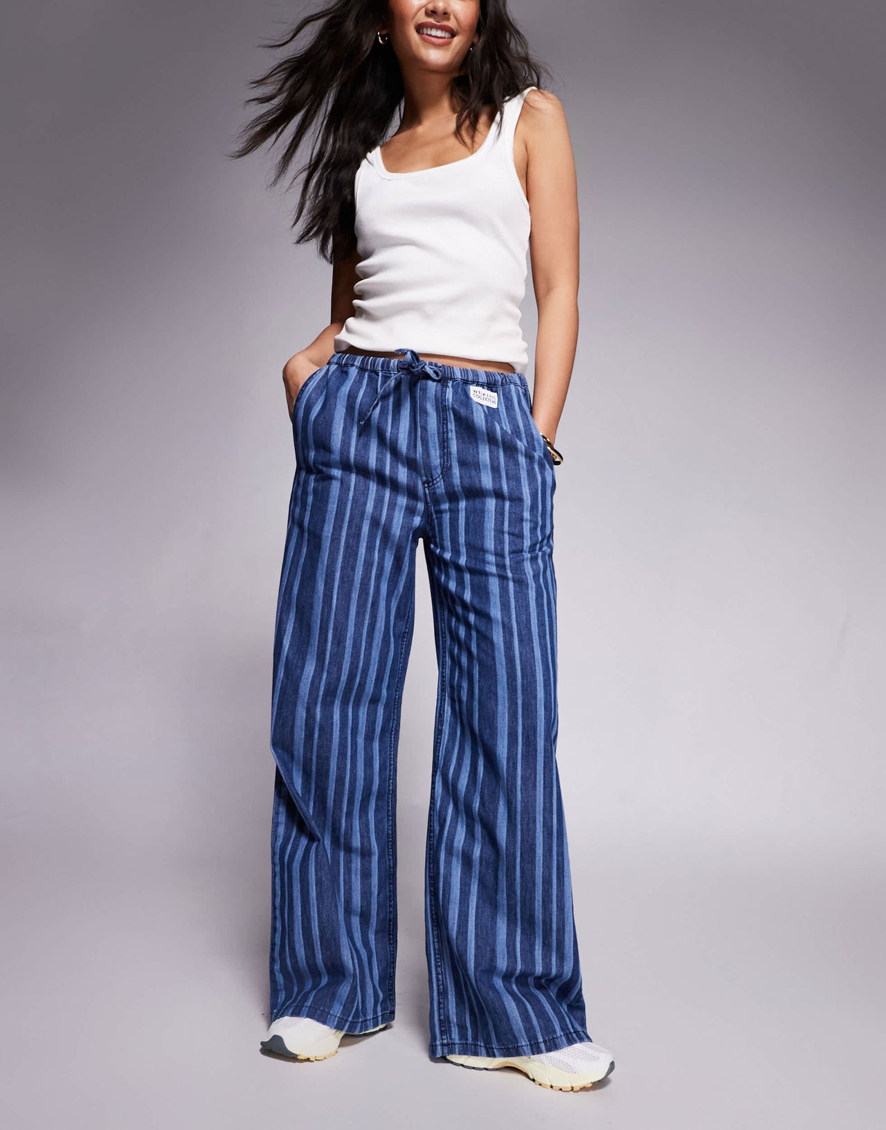 Weekend Collective jean in lightweight pinstripe denim