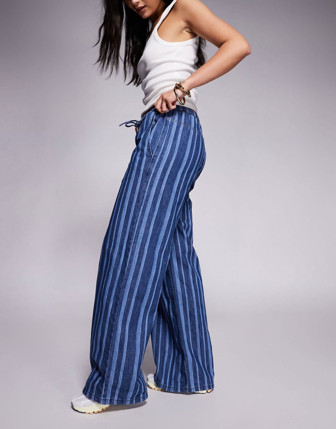 Weekend Collective jean in lightweight pinstripe denim