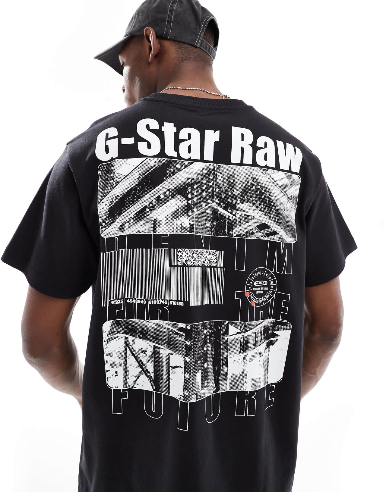 G-Star oversized t-shirt in black with barcode chest and back print