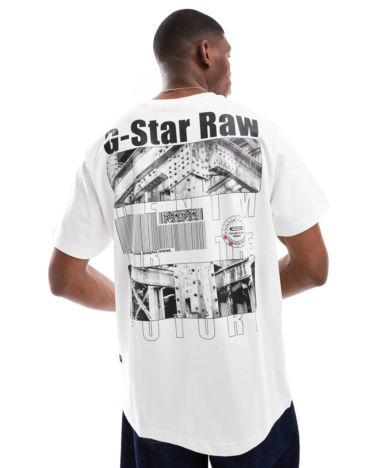 G-Star oversized t-shirt in white with barcode chest and back print