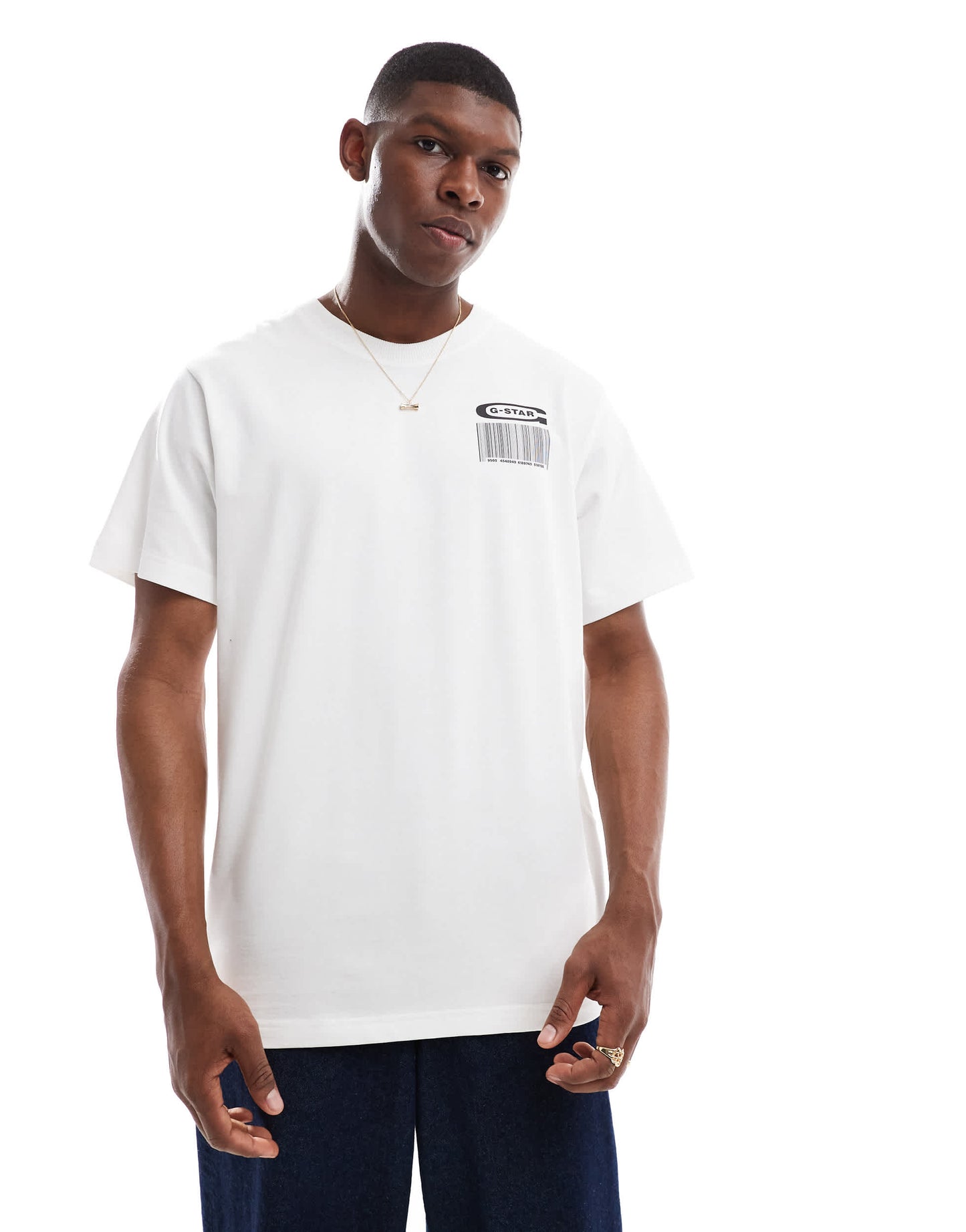 G-Star oversized t-shirt in white with barcode chest and back print