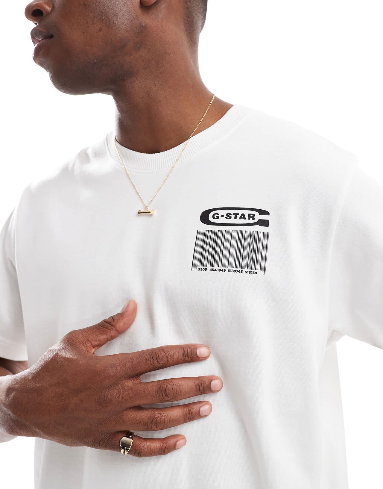 G-Star oversized t-shirt in white with barcode chest and back print