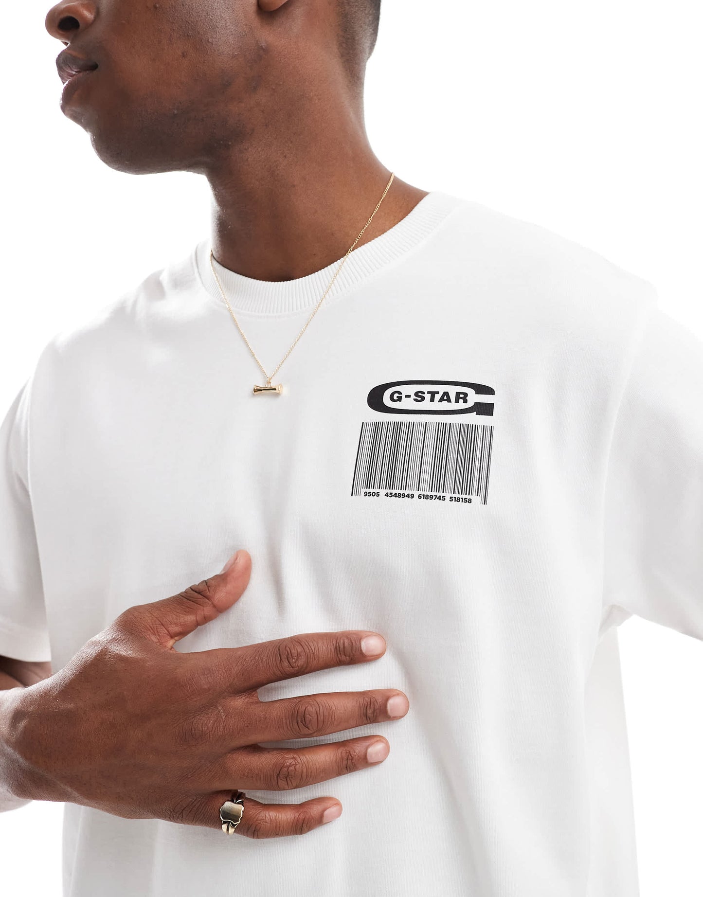 G-Star oversized t-shirt in white with barcode chest and back print