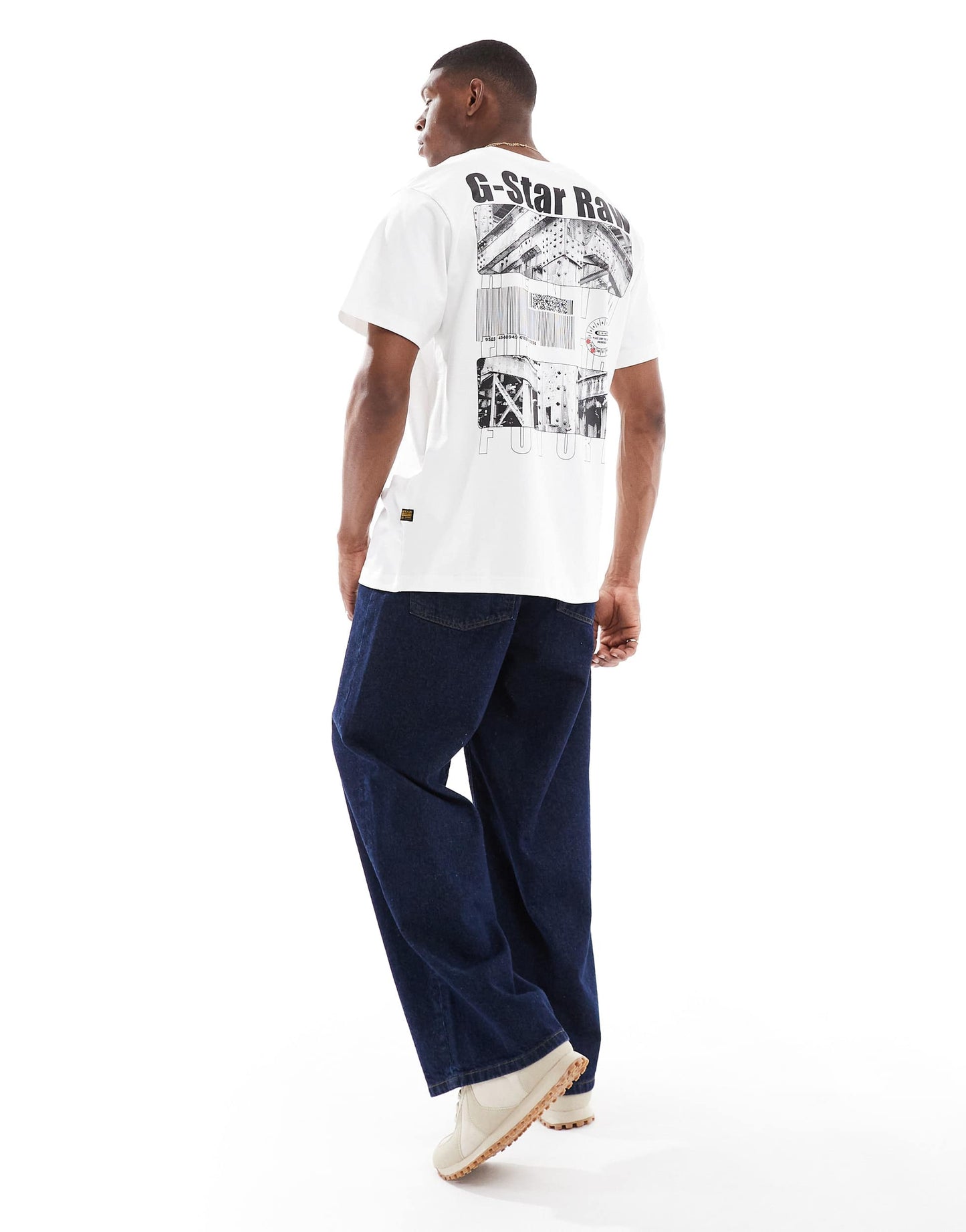 G-Star oversized t-shirt in white with barcode chest and back print