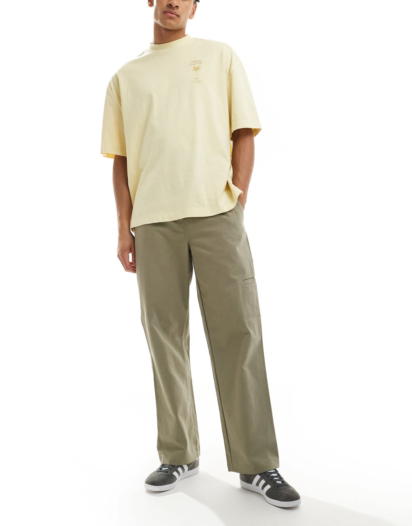 River Island barrel worker trousers in khaki