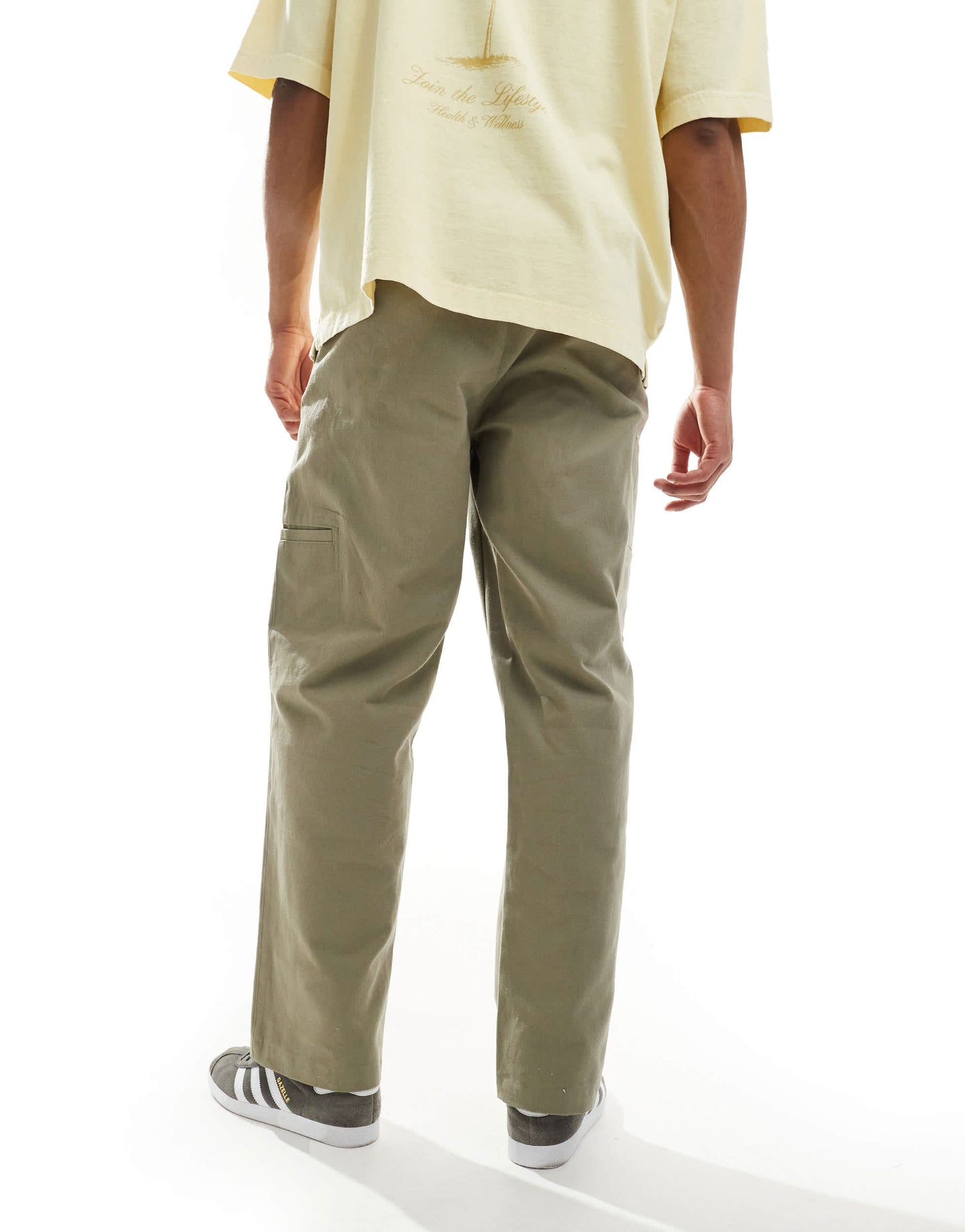 River Island barrel worker trousers in khaki