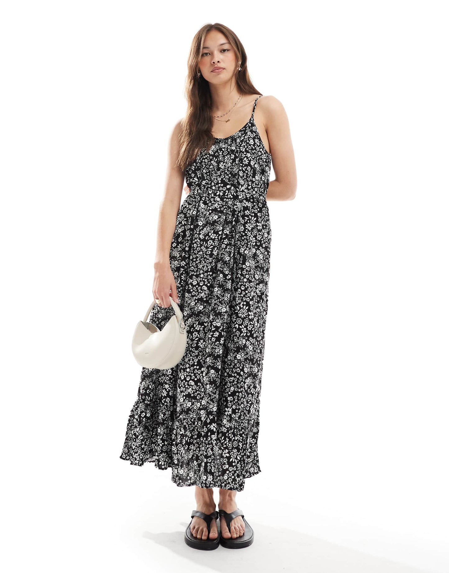 Vero Moda Easy cami ankle dress in black ditsy floral