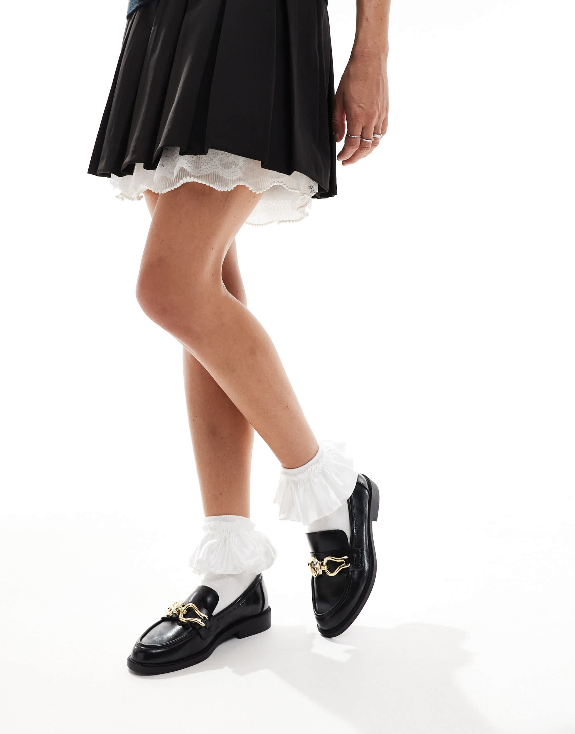 Stradivarius chain detail loafer in black