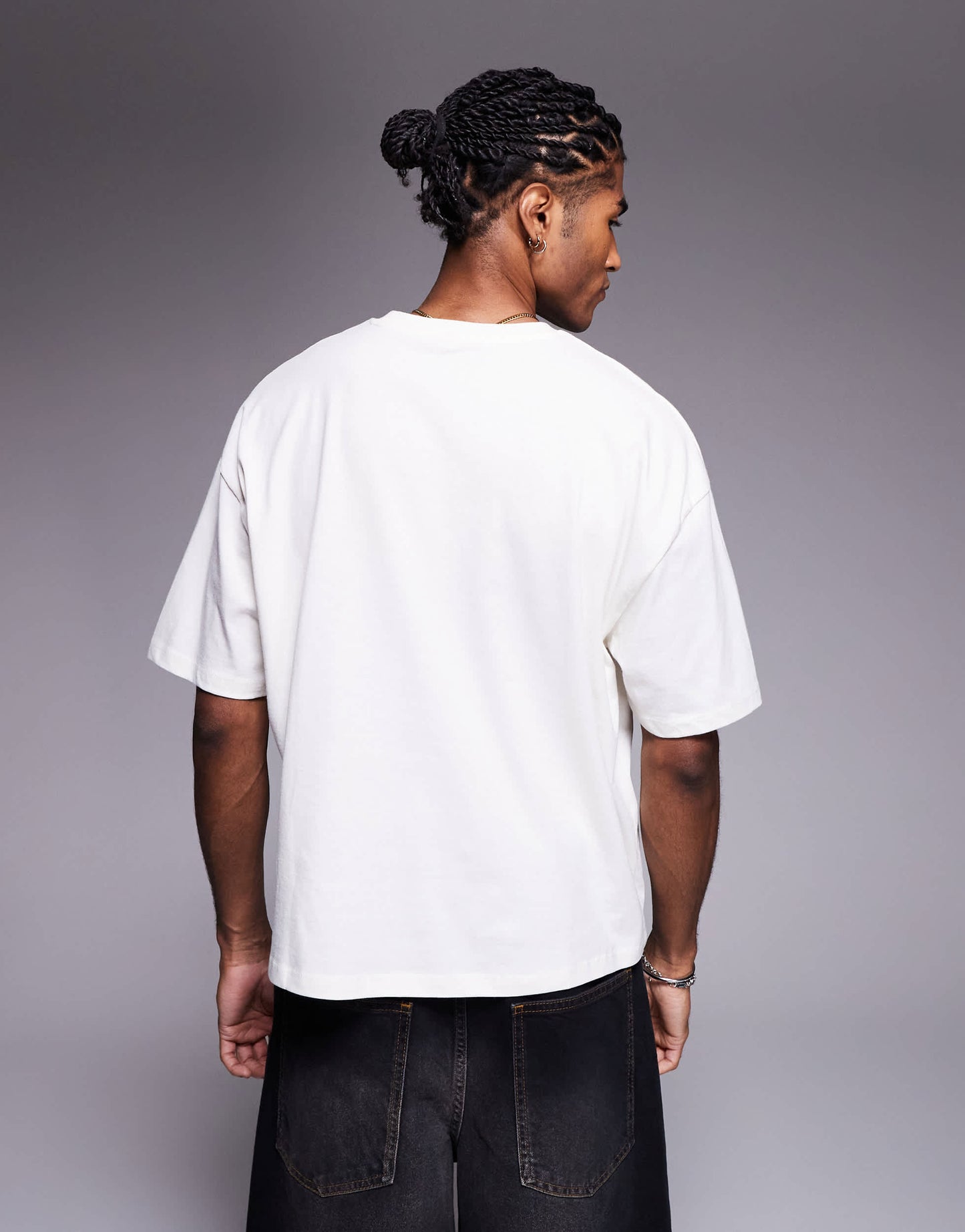 ASOS DESIGN boxy oversized t-shirt with city graphic in off white
