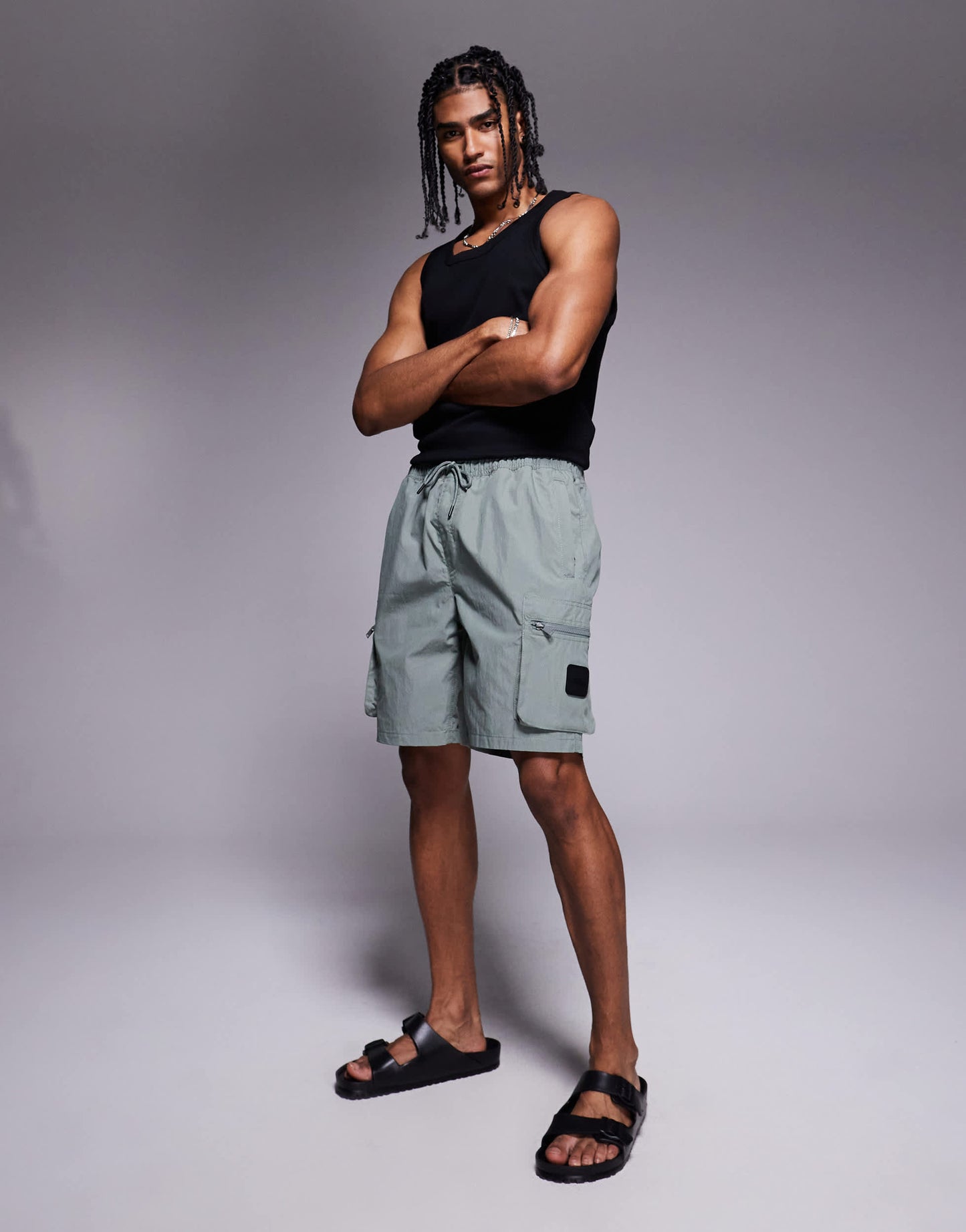 River Island cargo shorts in green
