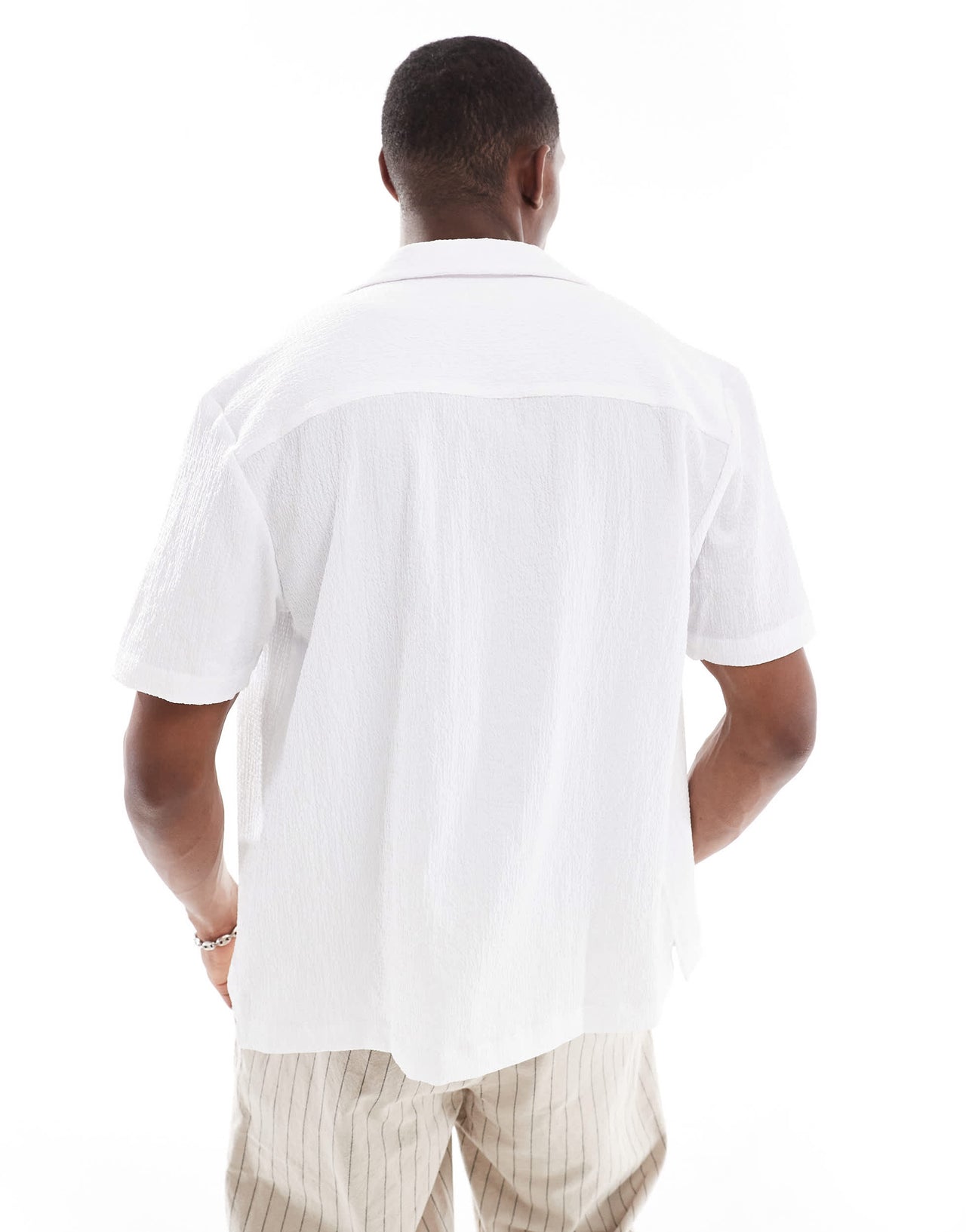 River Island seersucker shirt in white