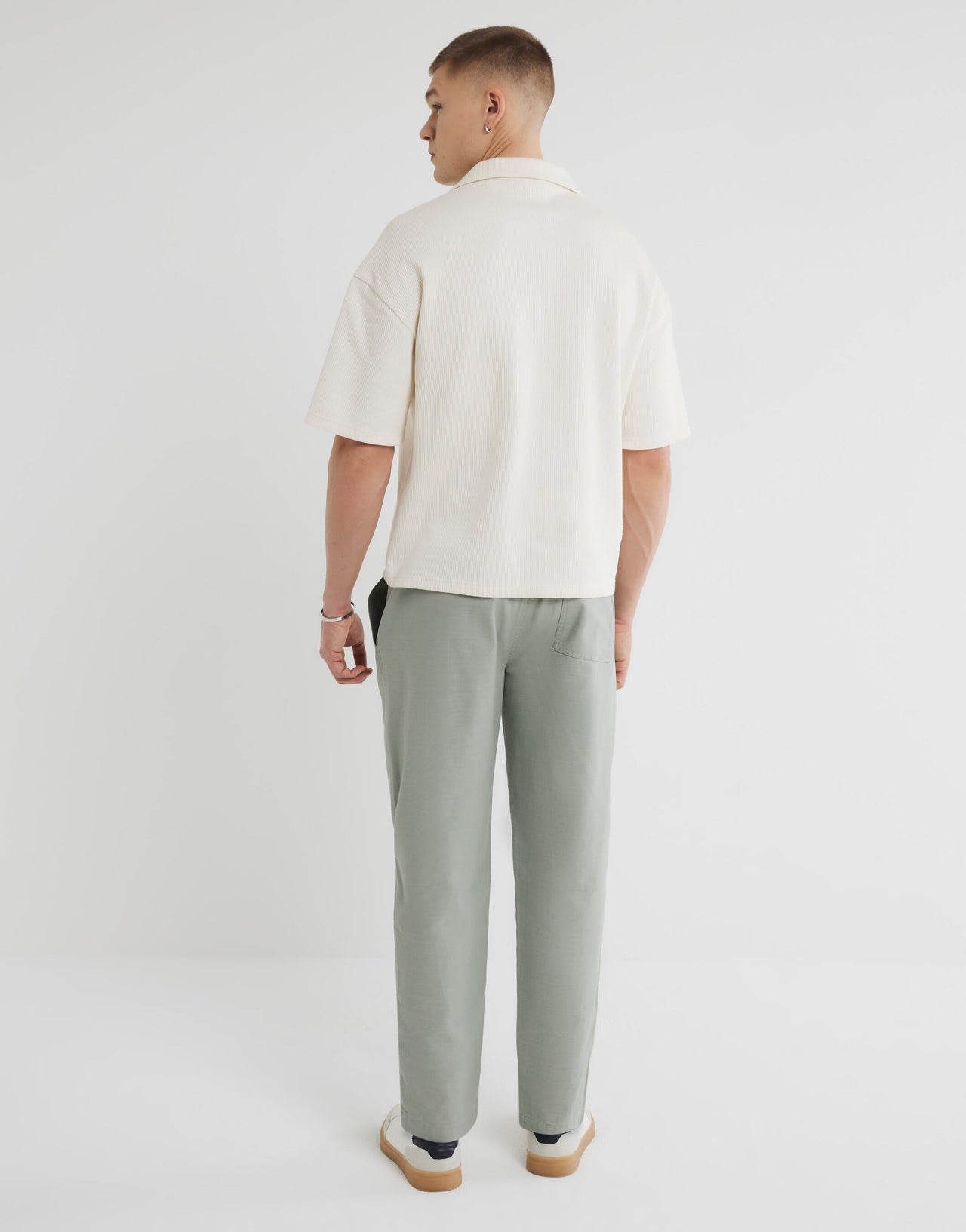 River Island linen blend pull on trousers in light green