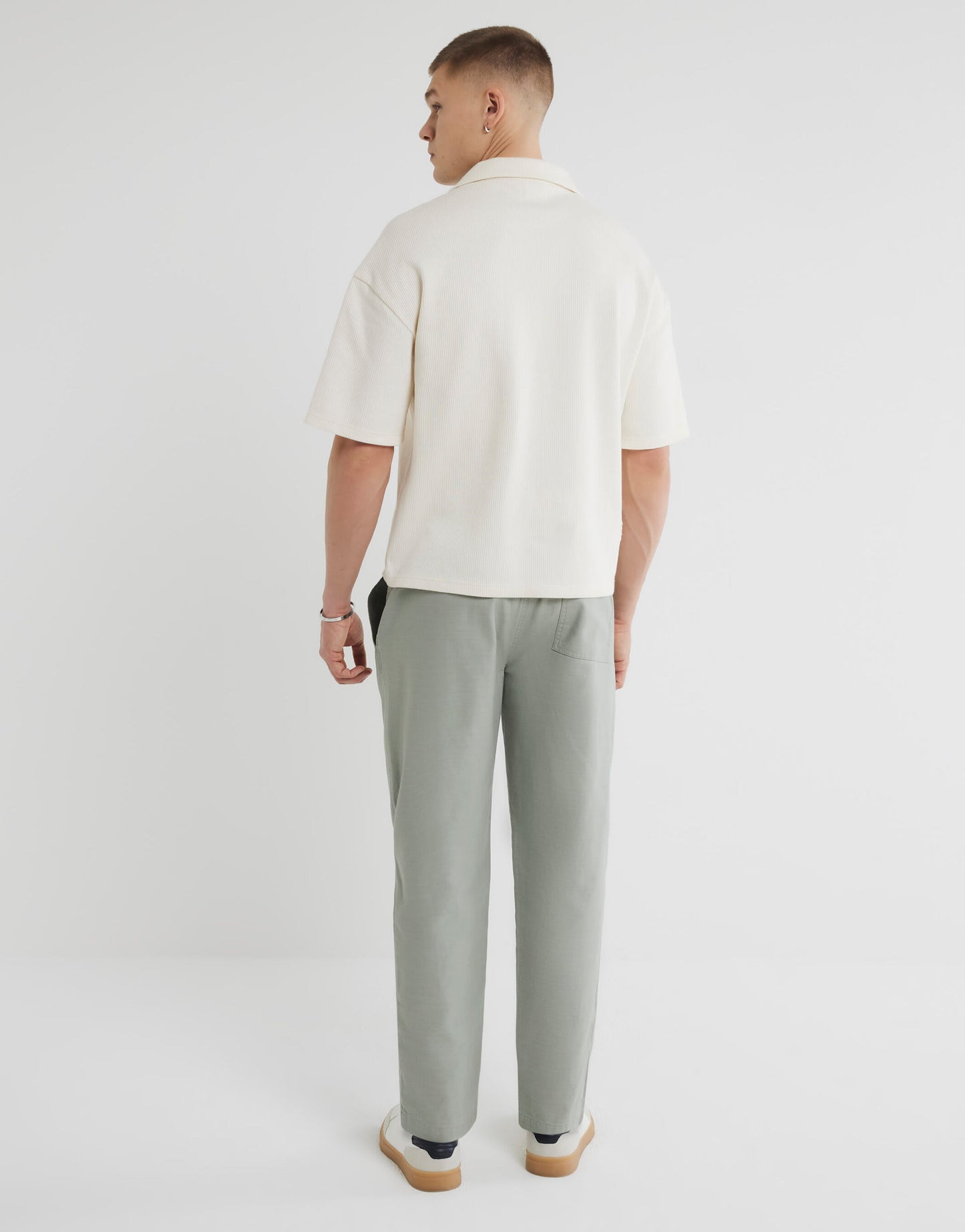 River Island linen blend pull on trousers in light green