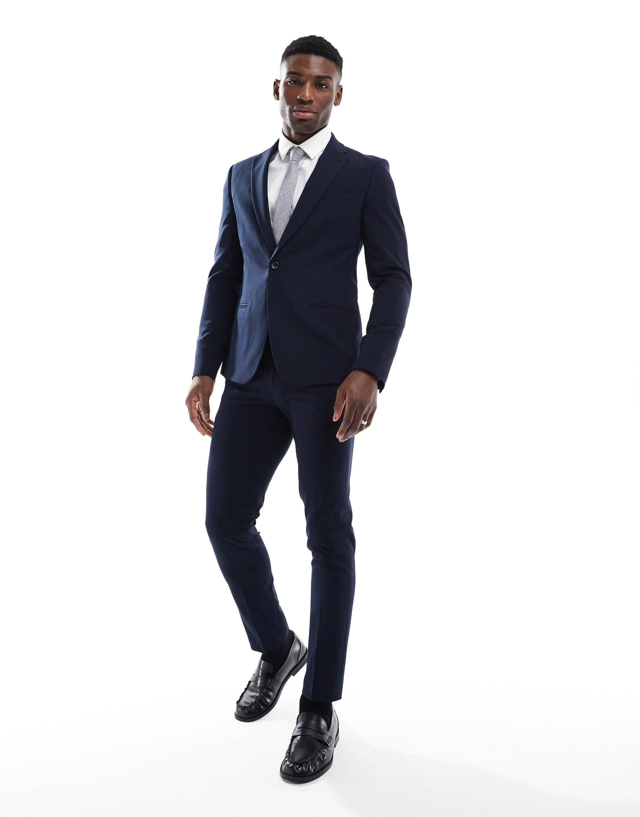 River Island skinny suit jacket in navy