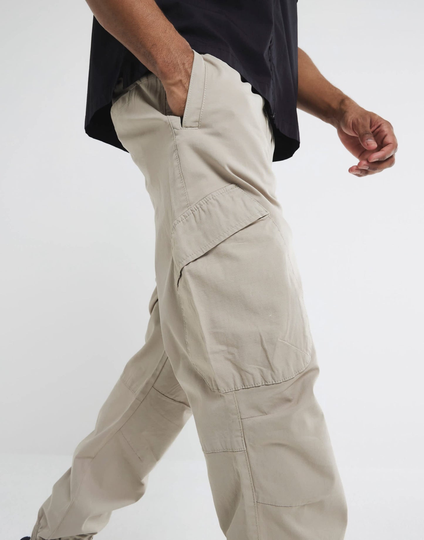 River Island cuffed cargo trousers in medium stone