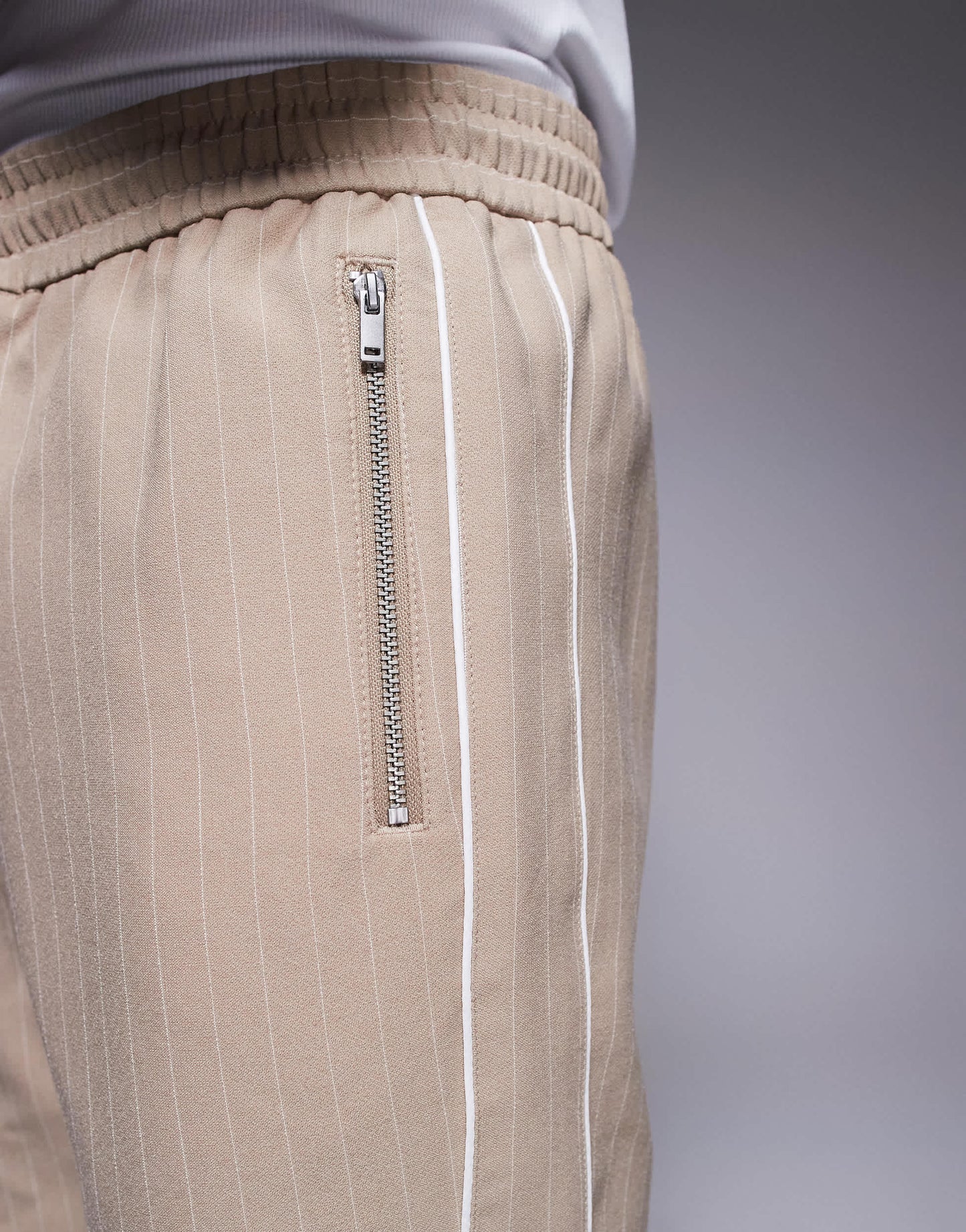 River Island pinstripe shorts co-ord in stone