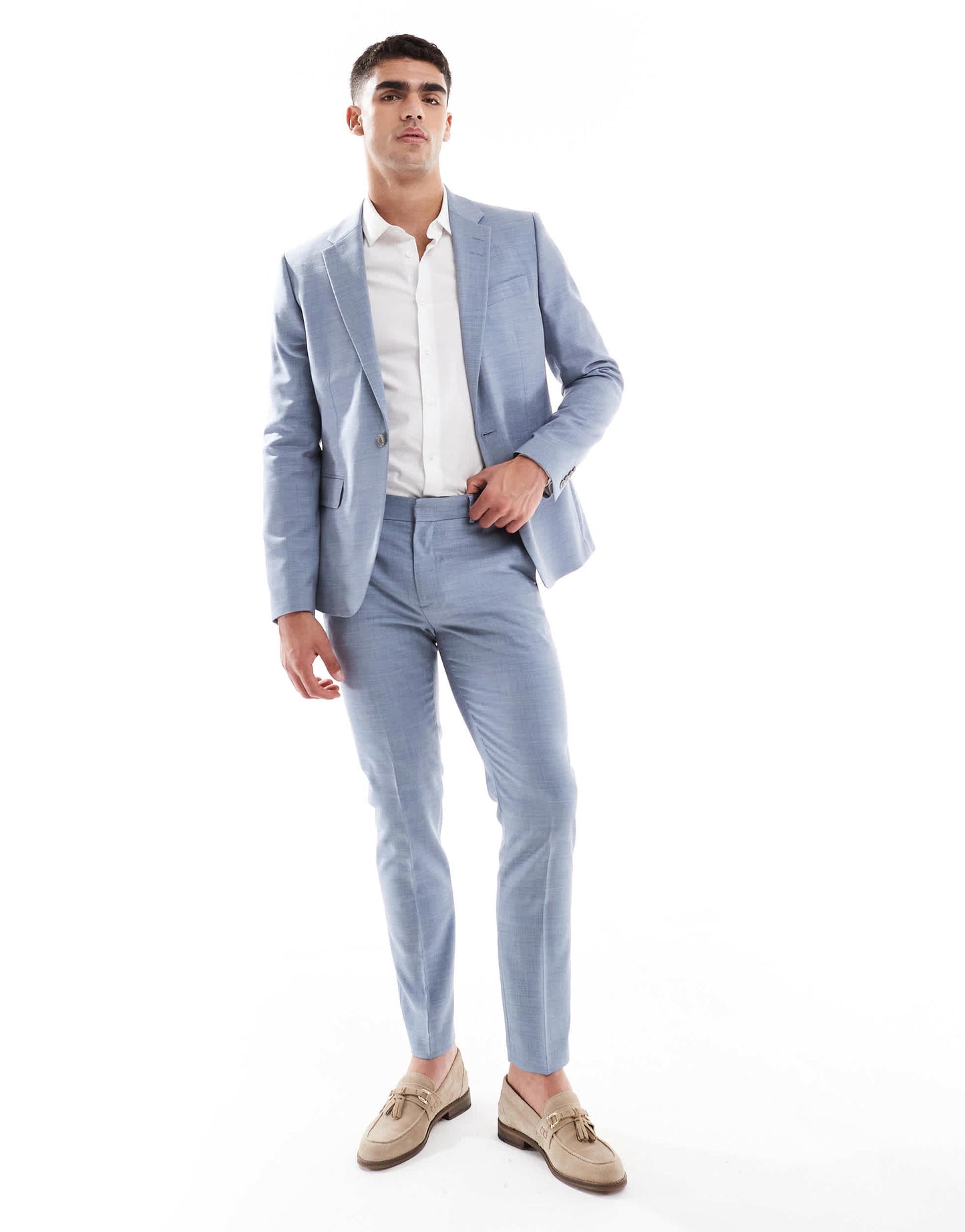 River Island skinny suit trousers in light blue